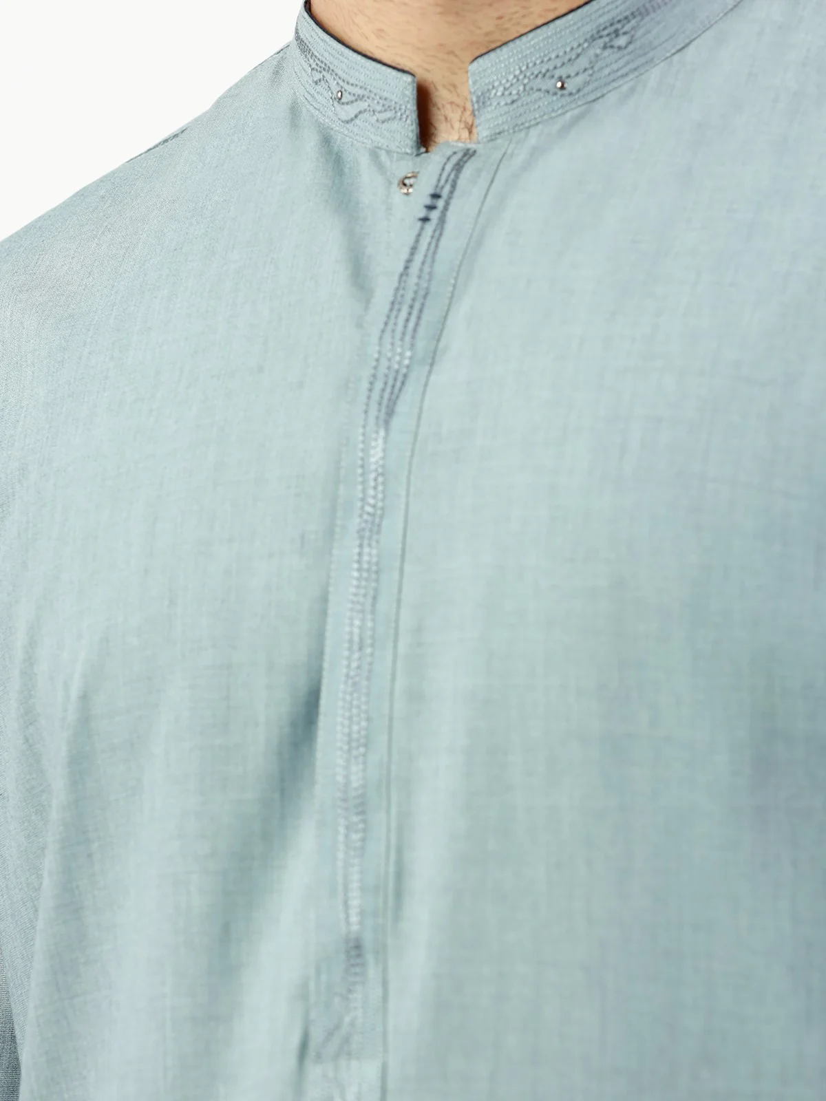 Men's Bluish Grey Shalwar Kameez - EMTKS22-40972 - Image 5