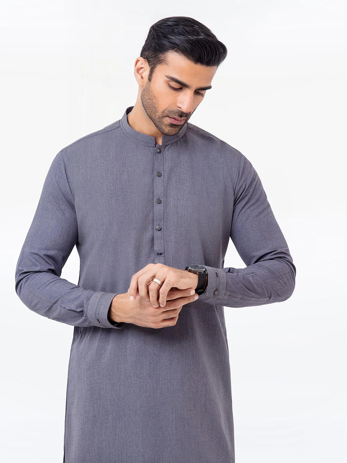 Men's Bluish Grey Shalwar Kameez - EMTKS23-41072 - Image 2