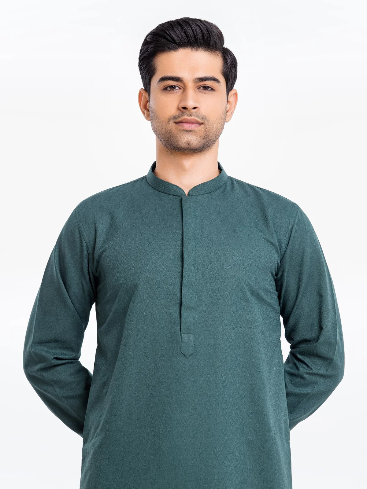 Men's Bottle Green Kurta Ceremonial - EMTKC23W-112 - Image 2
