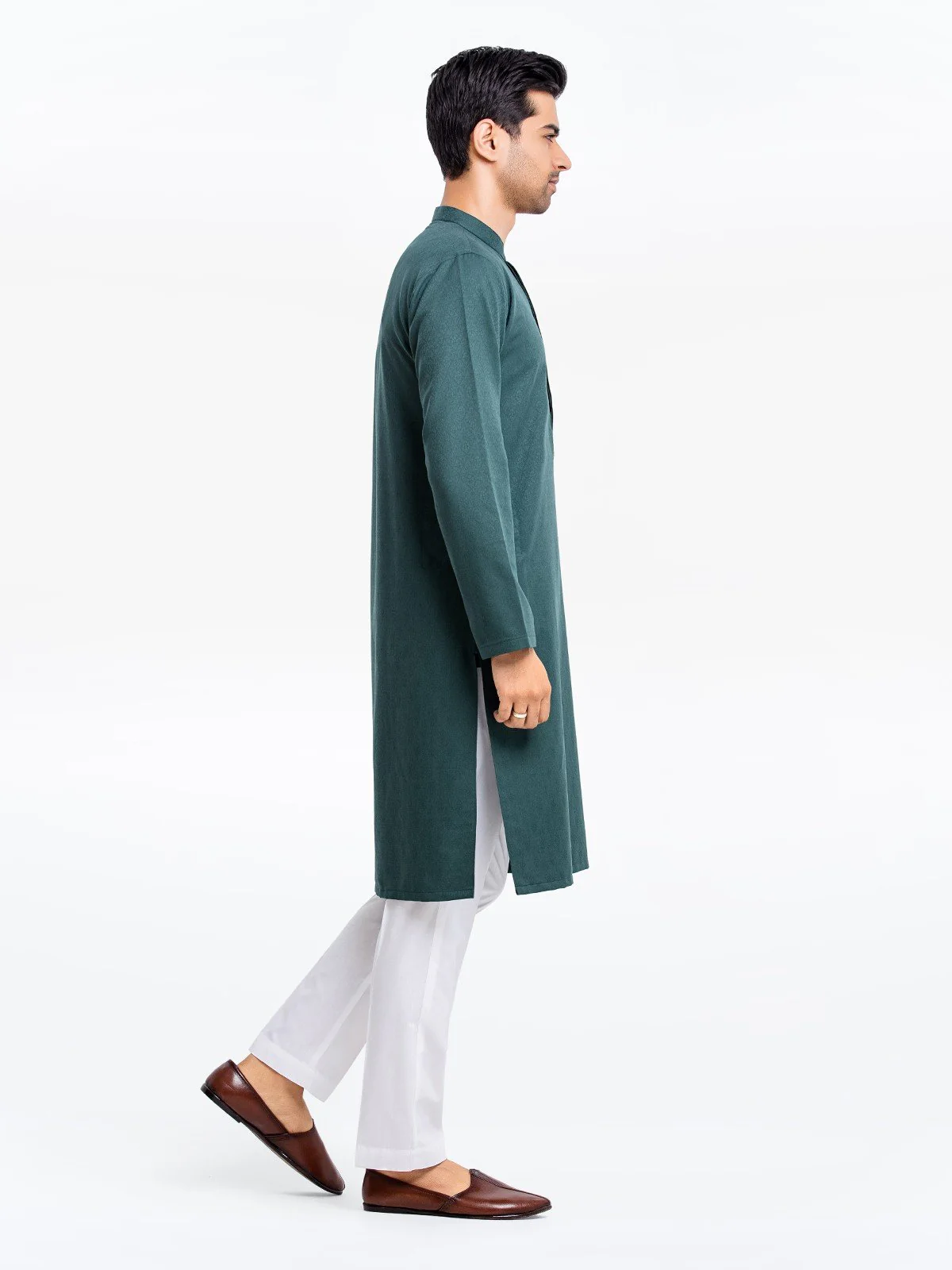 Men's Bottle Green Kurta Ceremonial - EMTKC23W-112 - Image 3