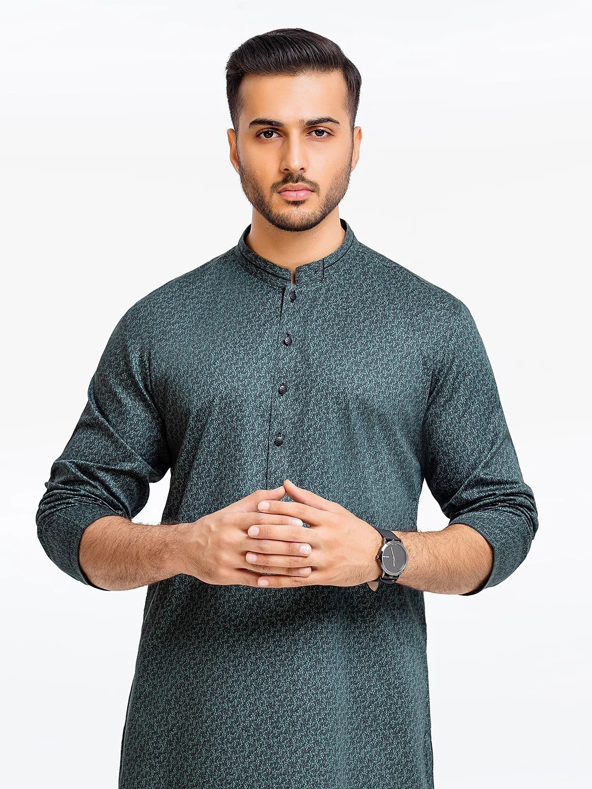 Men's Bottle Green Kurta - EMTK23-99368 - Image 2