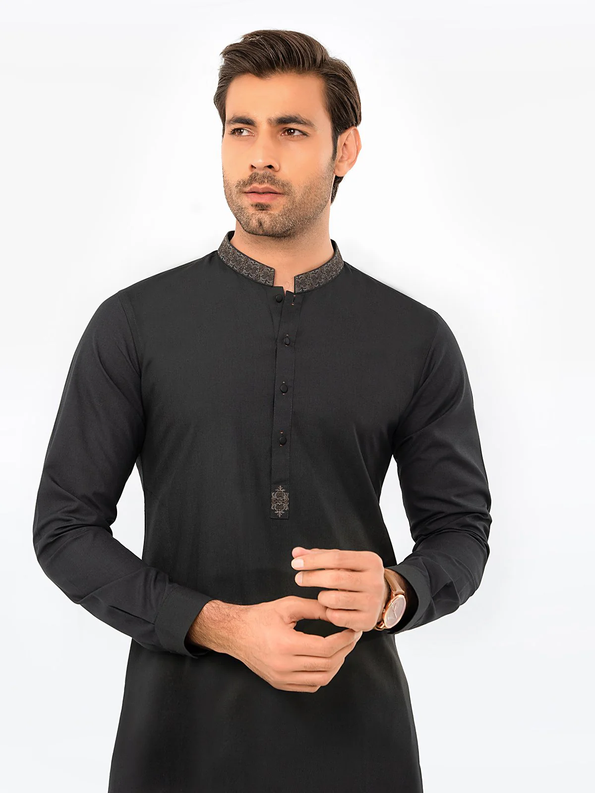 Men's Bottle Green Kurta Pajama - EMTSW23W-99392 - Image 3