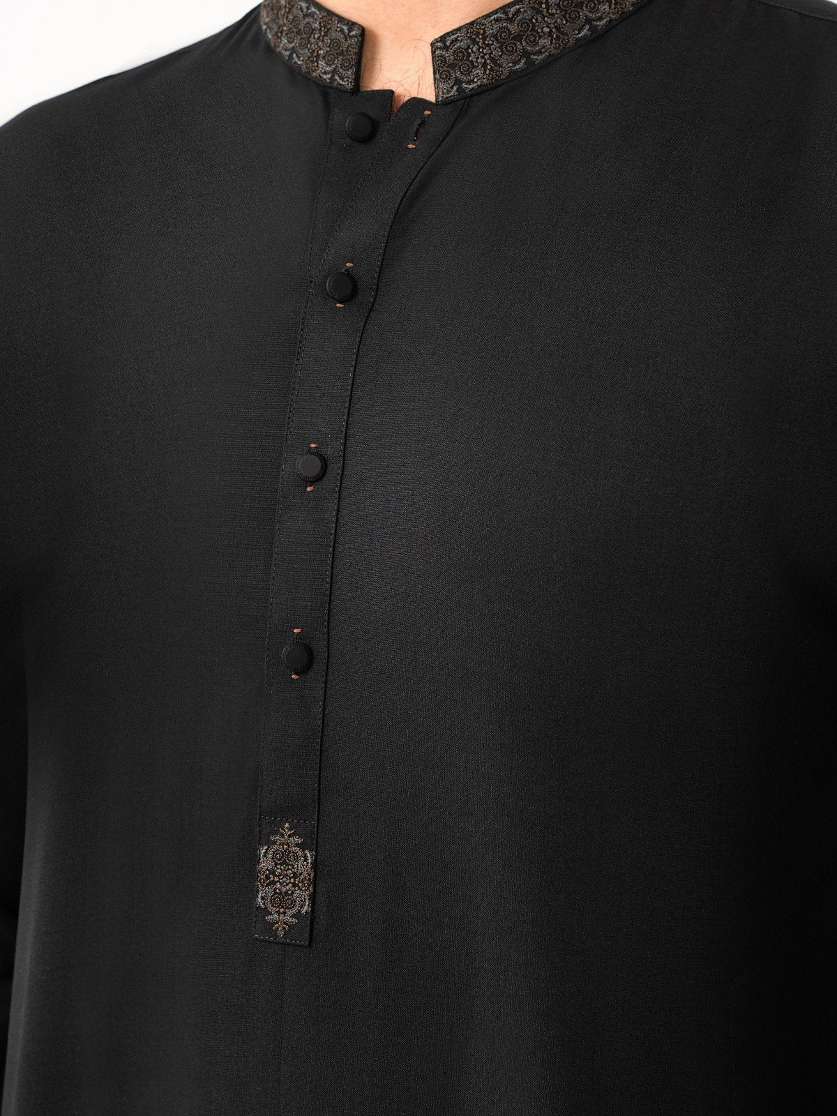 Men's Bottle Green Kurta Pajama - EMTSW23W-99392 - Image 4