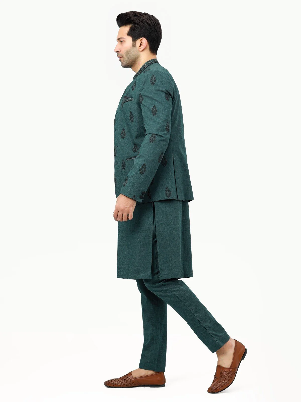 Men's Bottle Green Prince Suit - EMTPCS22-006 - Image 3