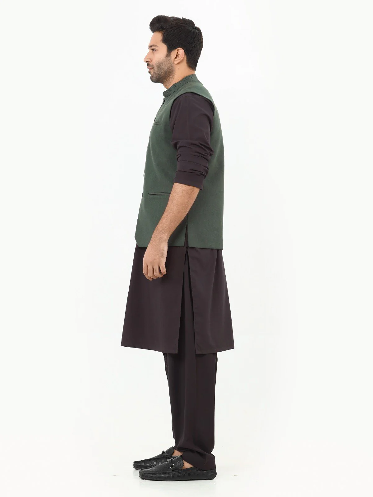 Men's Bottle Green Waist Coat - EMTWC22-35790 - Image 3