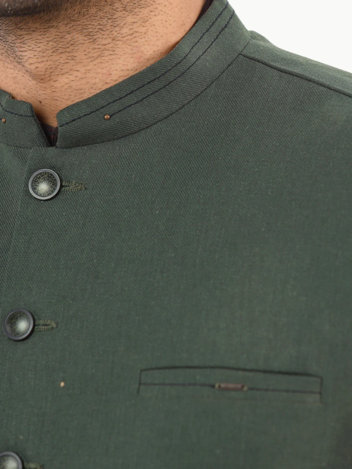 Men's Bottle Green Waist Coat - EMTWC22-35790 - Image 4