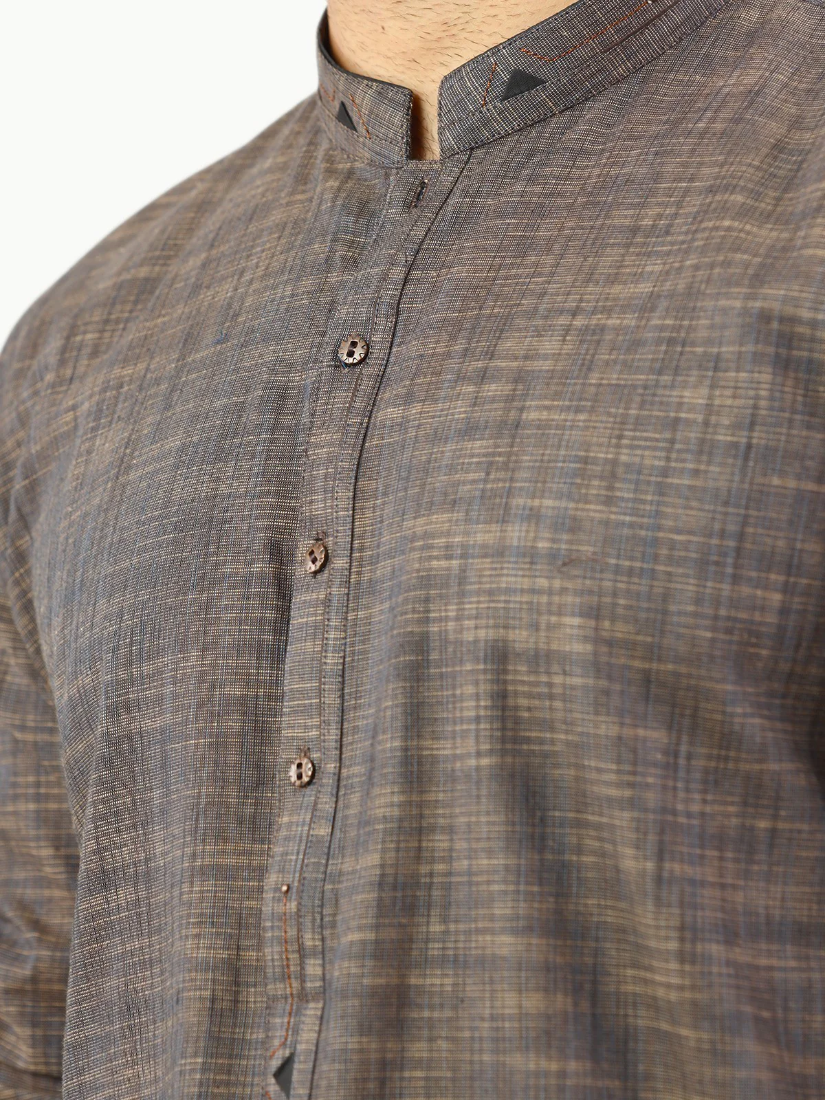 Men's Brown Kurta - EMTK22S-99223 - Image 3