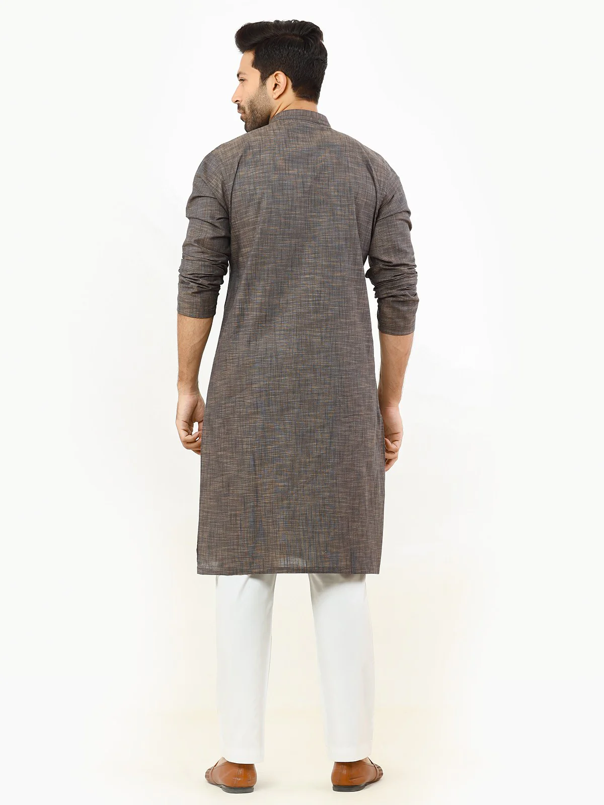Men's Brown Kurta - EMTK22S-99223 - Image 4