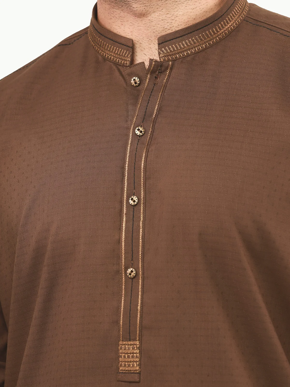 Men's Brown Shalwar Kameez - EMTKS22S-40958 - Image 4