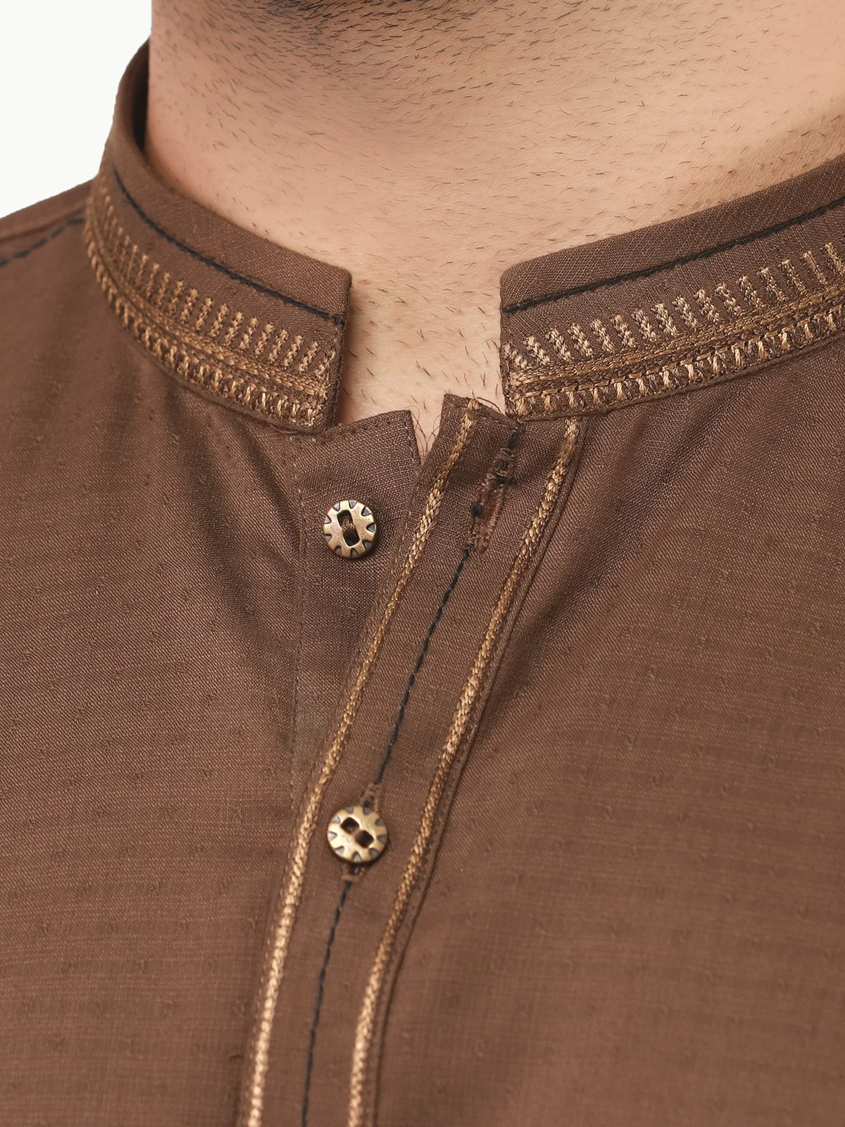 Men's Brown Shalwar Kameez - EMTKS22S-40958 - Image 5