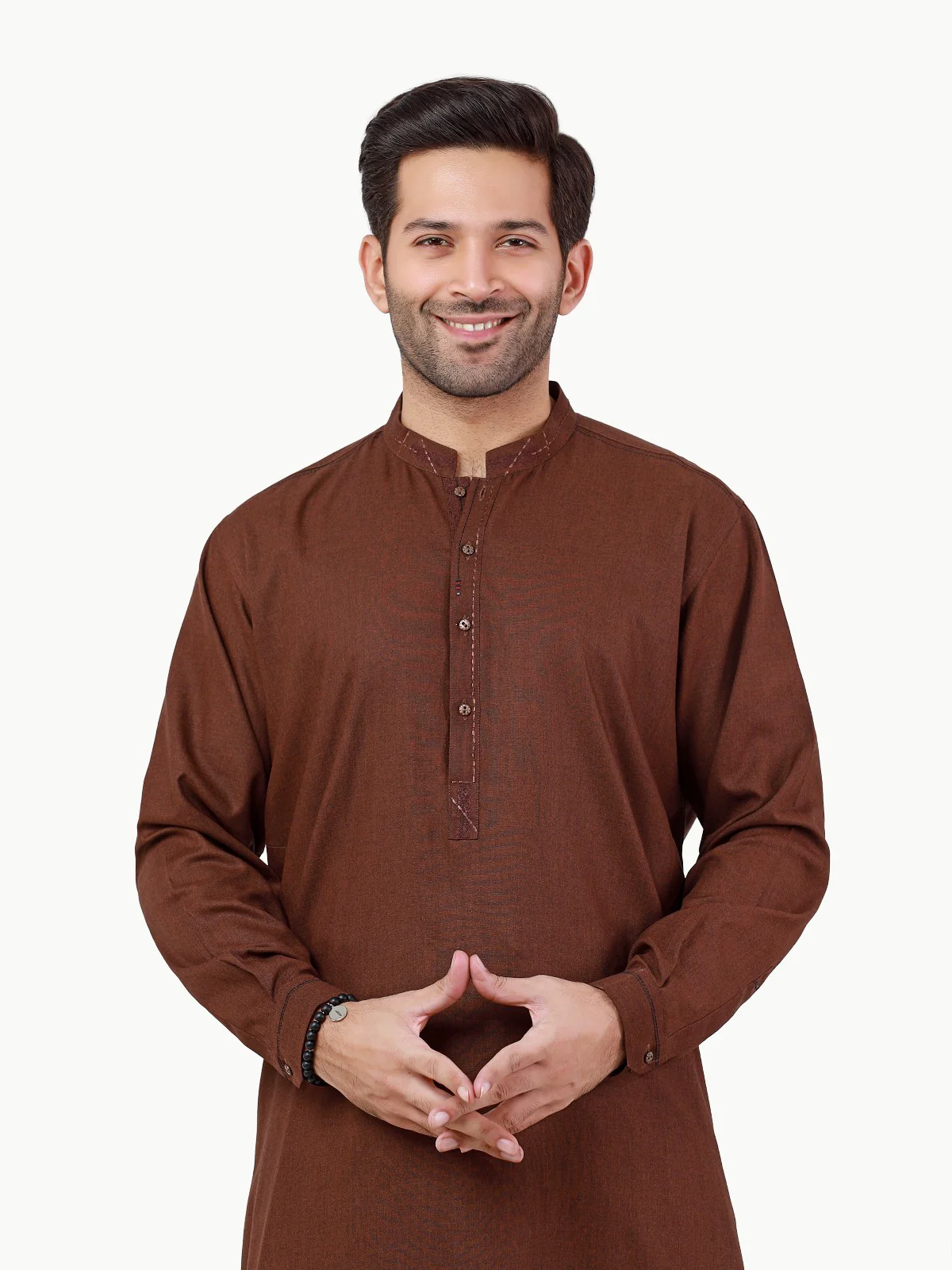 Men's Brown Shalwar Kameez - EMTKS22S-40982 - Image 2