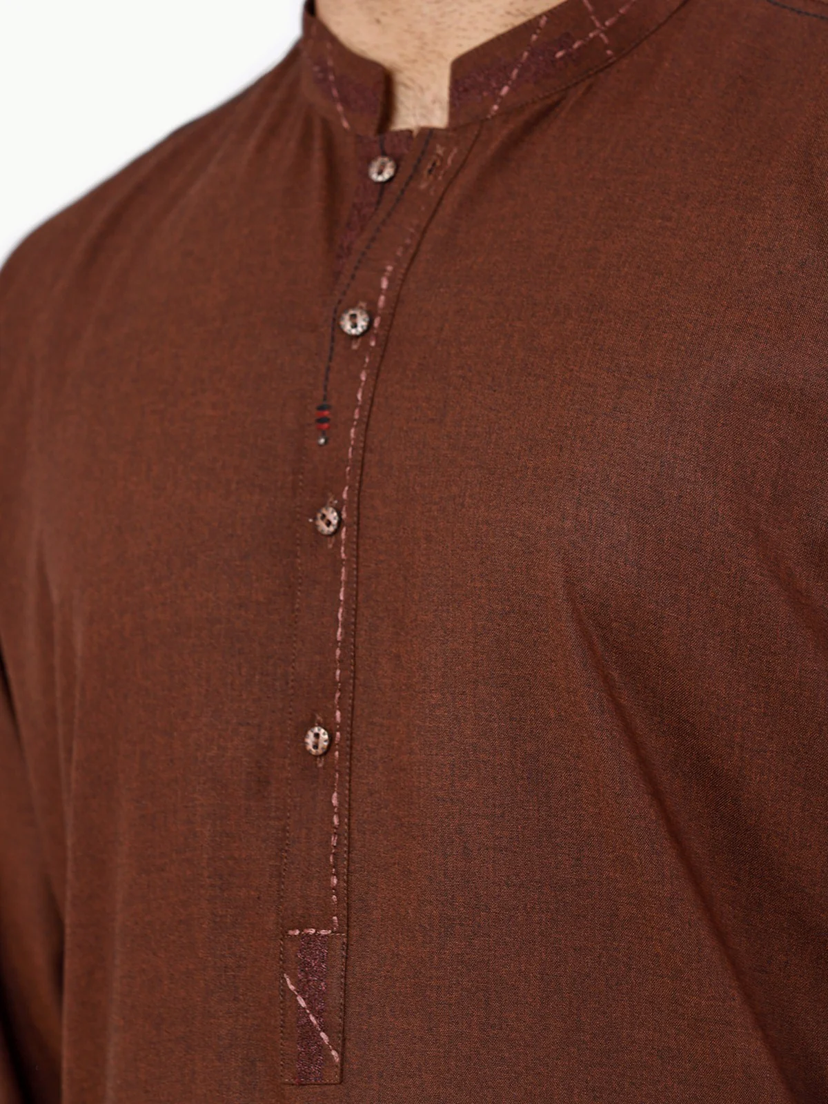 Men's Brown Shalwar Kameez - EMTKS22S-40982 - Image 4