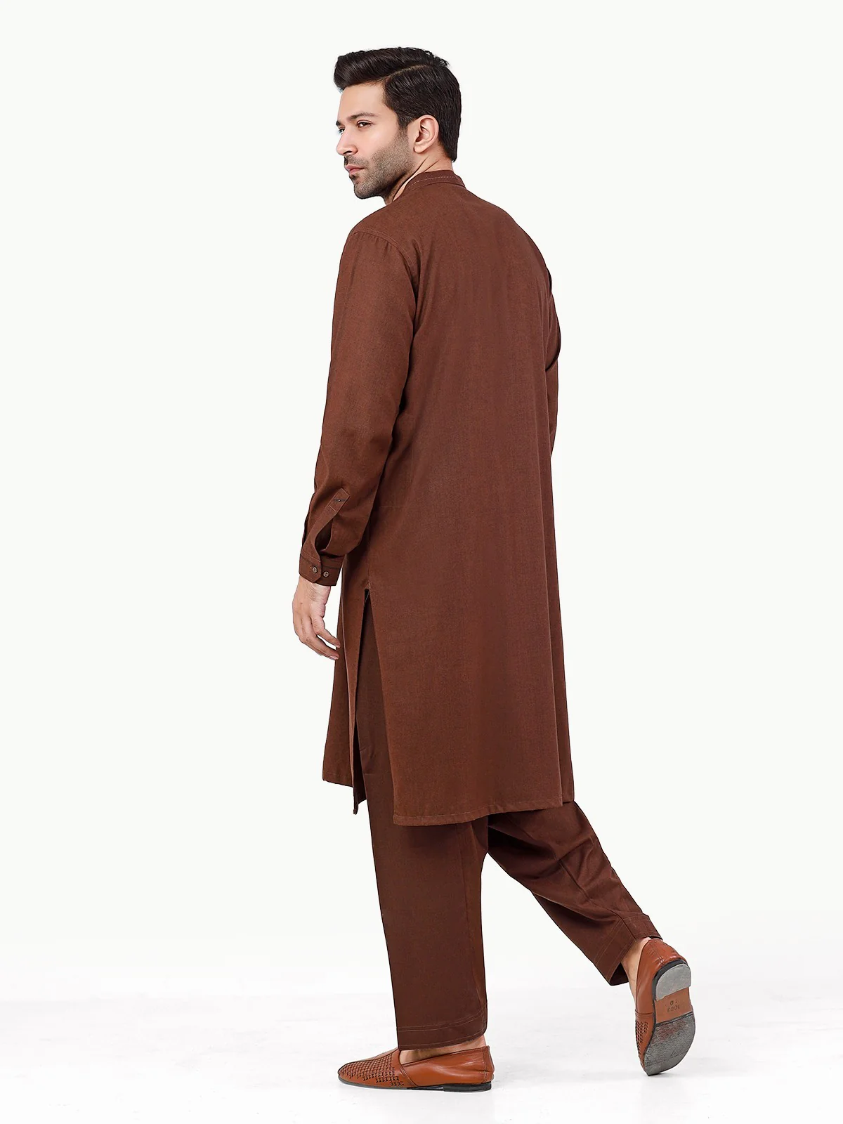 Men's Brown Shalwar Kameez - EMTKS22S-40982 - Image 5