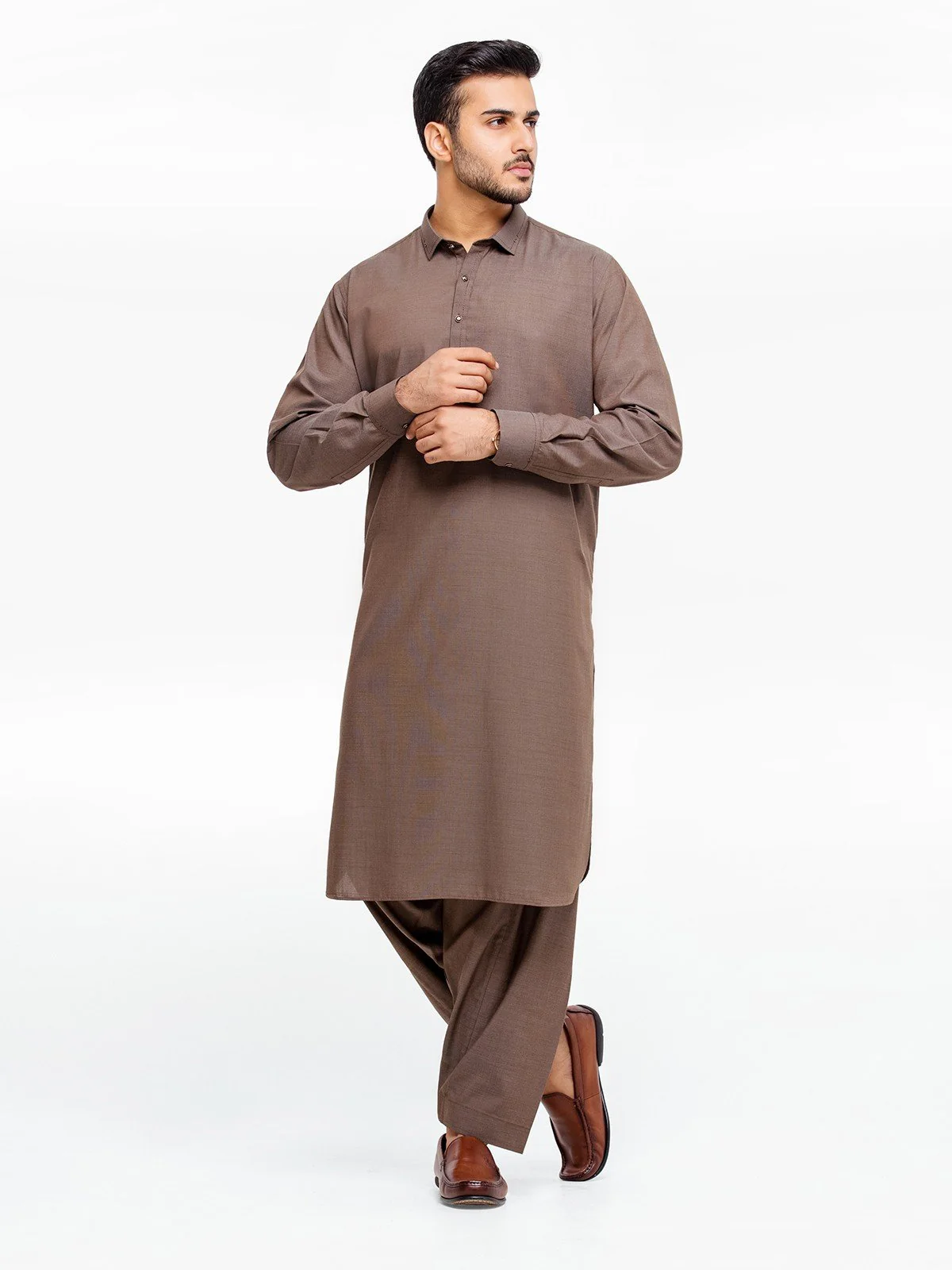 Men's Brown Shalwar Kameez - EMTKS23-41006