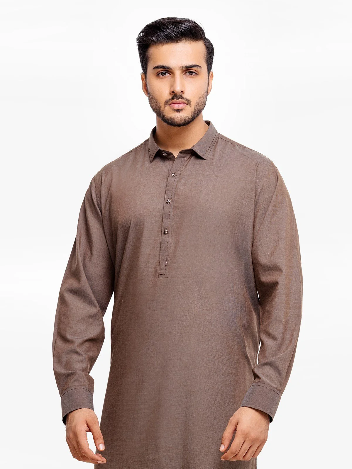 Men's Brown Shalwar Kameez - EMTKS23-41006 - Image 2