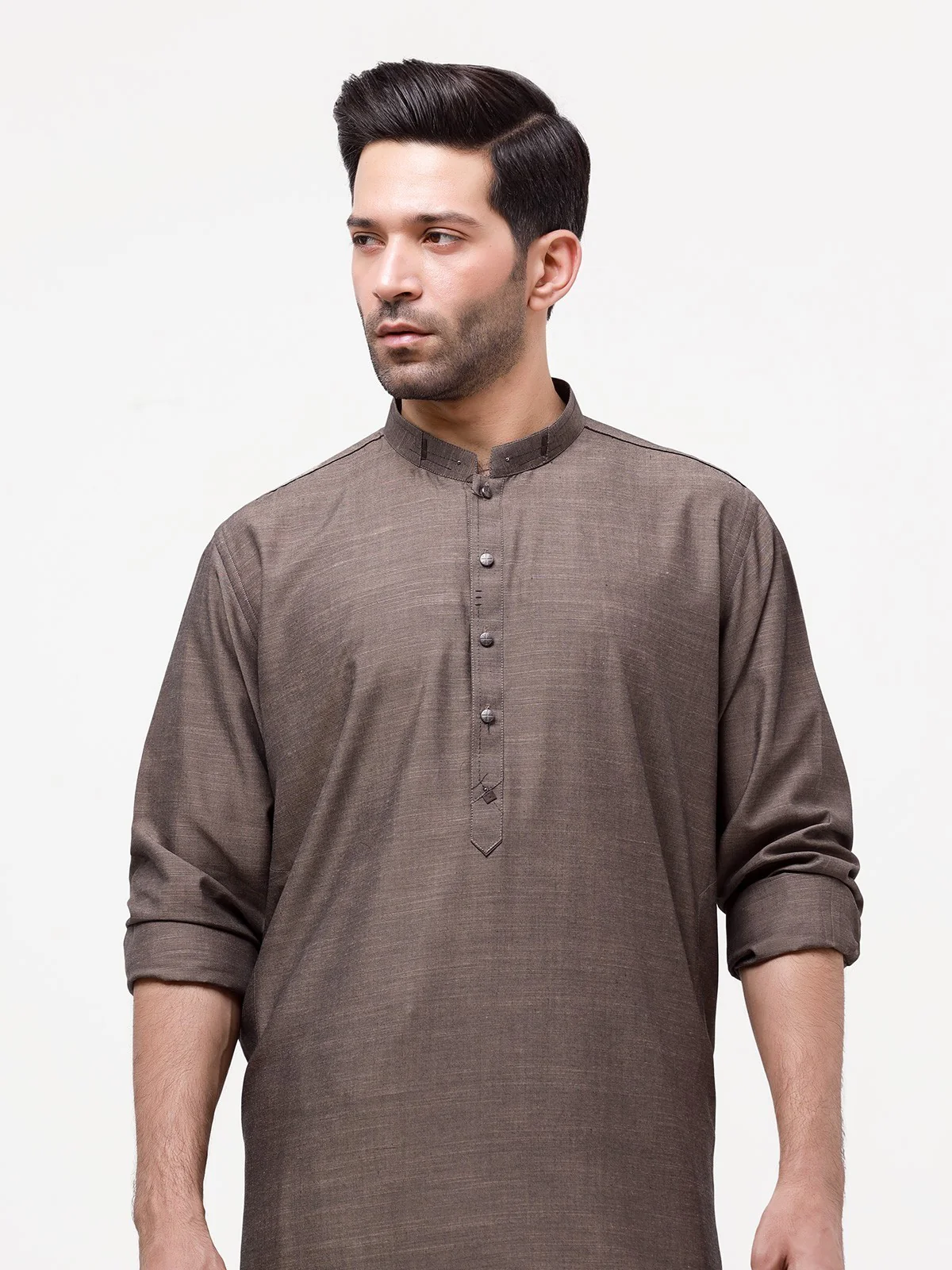 Men's Brown Shalwar Kameez - EMTKS23-41007 - Image 2