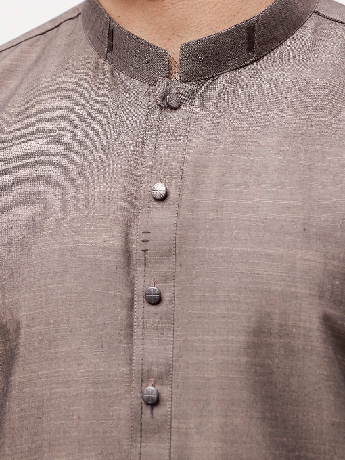 Men's Brown Shalwar Kameez - EMTKS23-41007 - Image 4