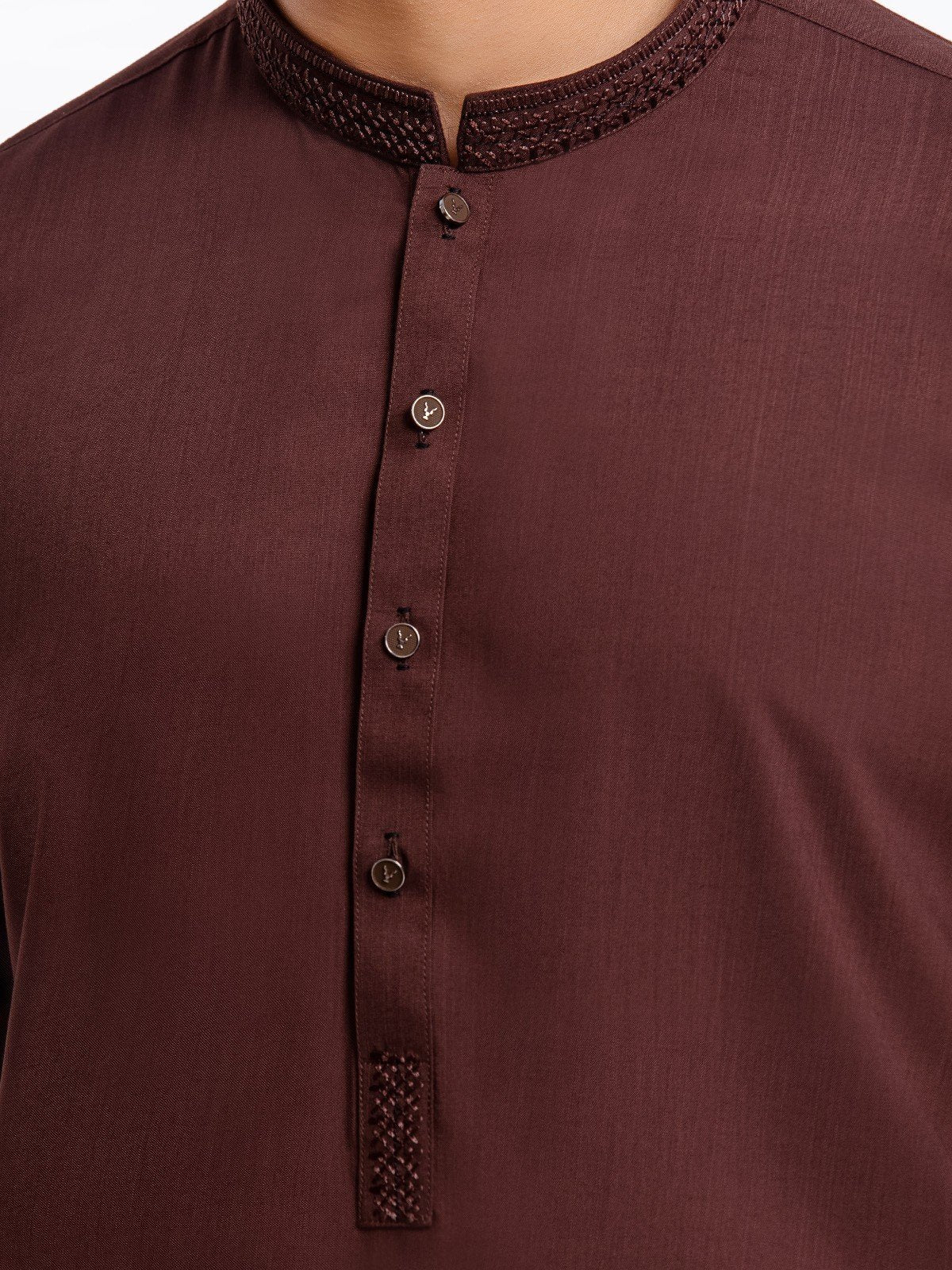 Men's Brown Shalwar Kameez - EMTKS23-41019 - Image 5