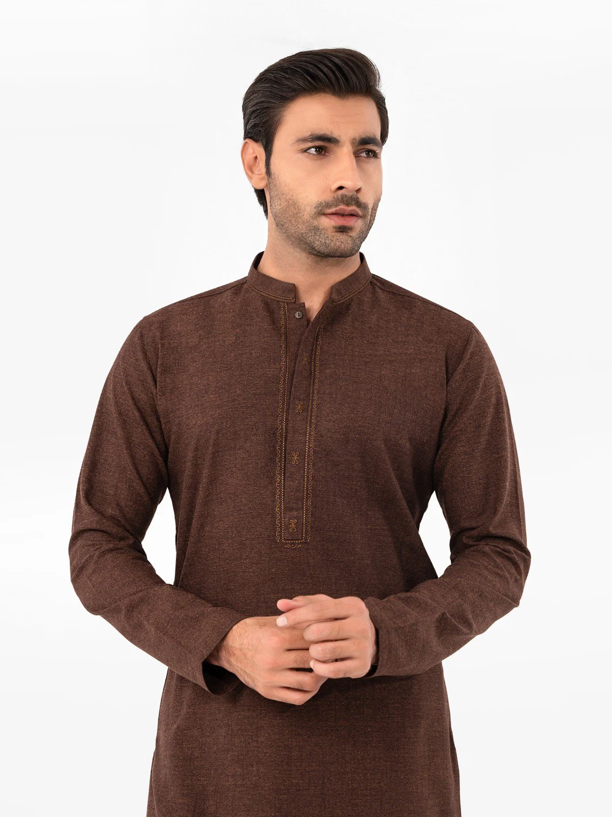 Men's Brown Shalwar Kameez - EMTKS23W-41043 - Image 2