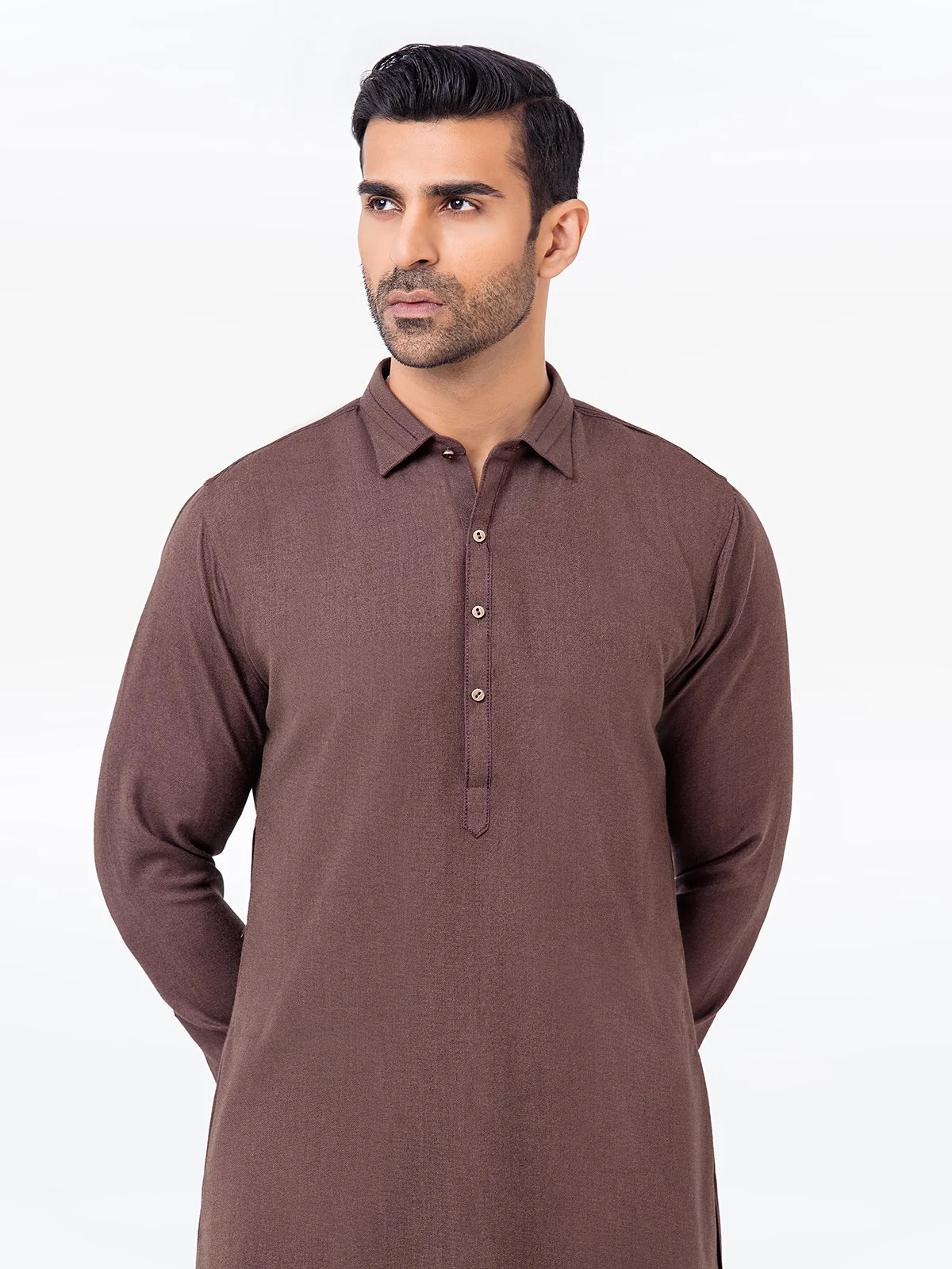 Men's Brown Shalwar Kameez - EMTKS23W-41047 - Image 2