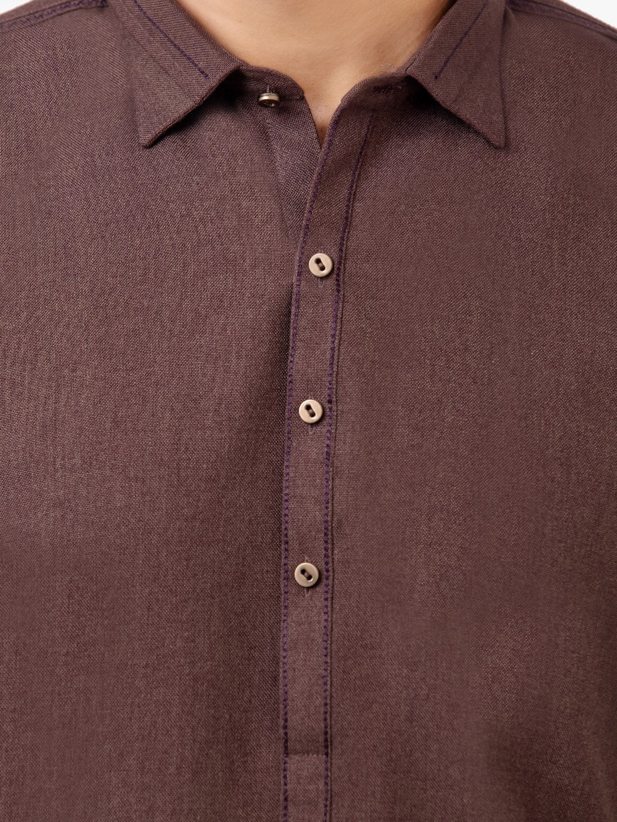 Men's Brown Shalwar Kameez - EMTKS23W-41047 - Image 4