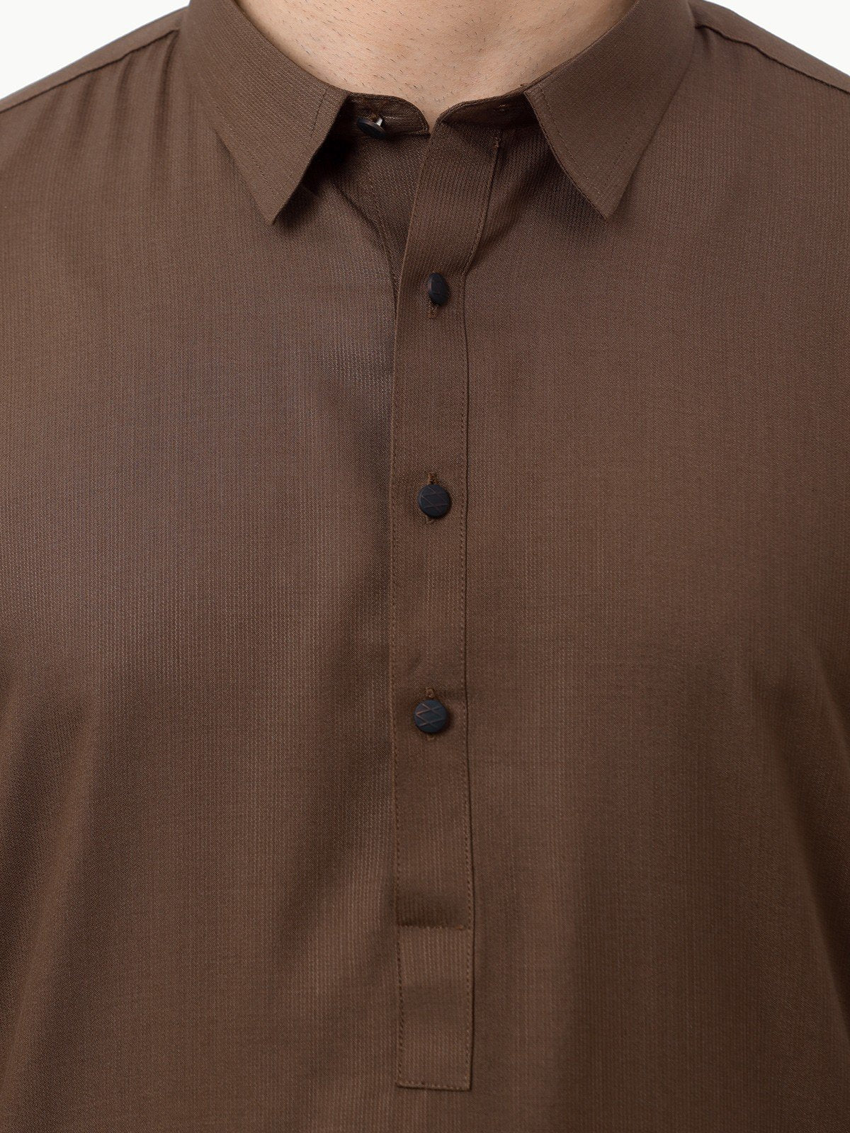 Men's Brown Shalwar Kameez Plain - EMTKSP23-40999 - Image 3