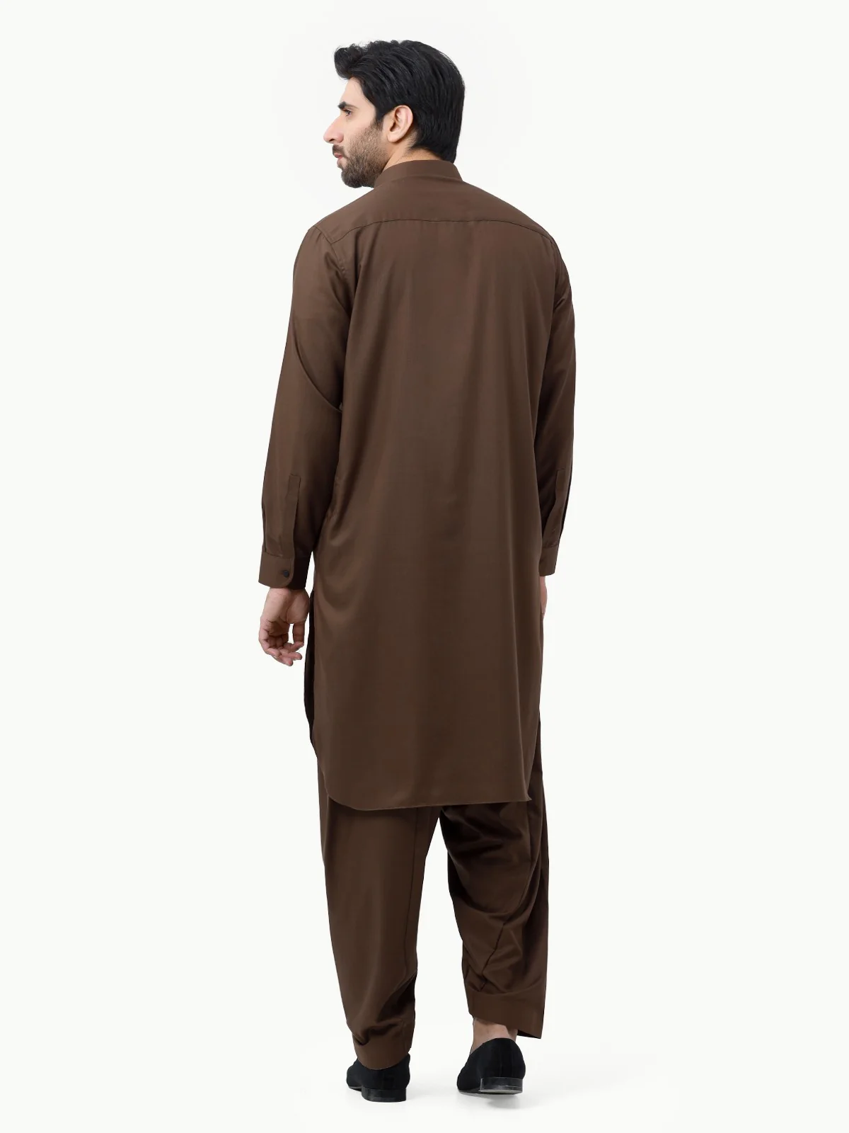 Men's Brown Shalwar Kameez Plain - EMTKSP23-40999 - Image 5