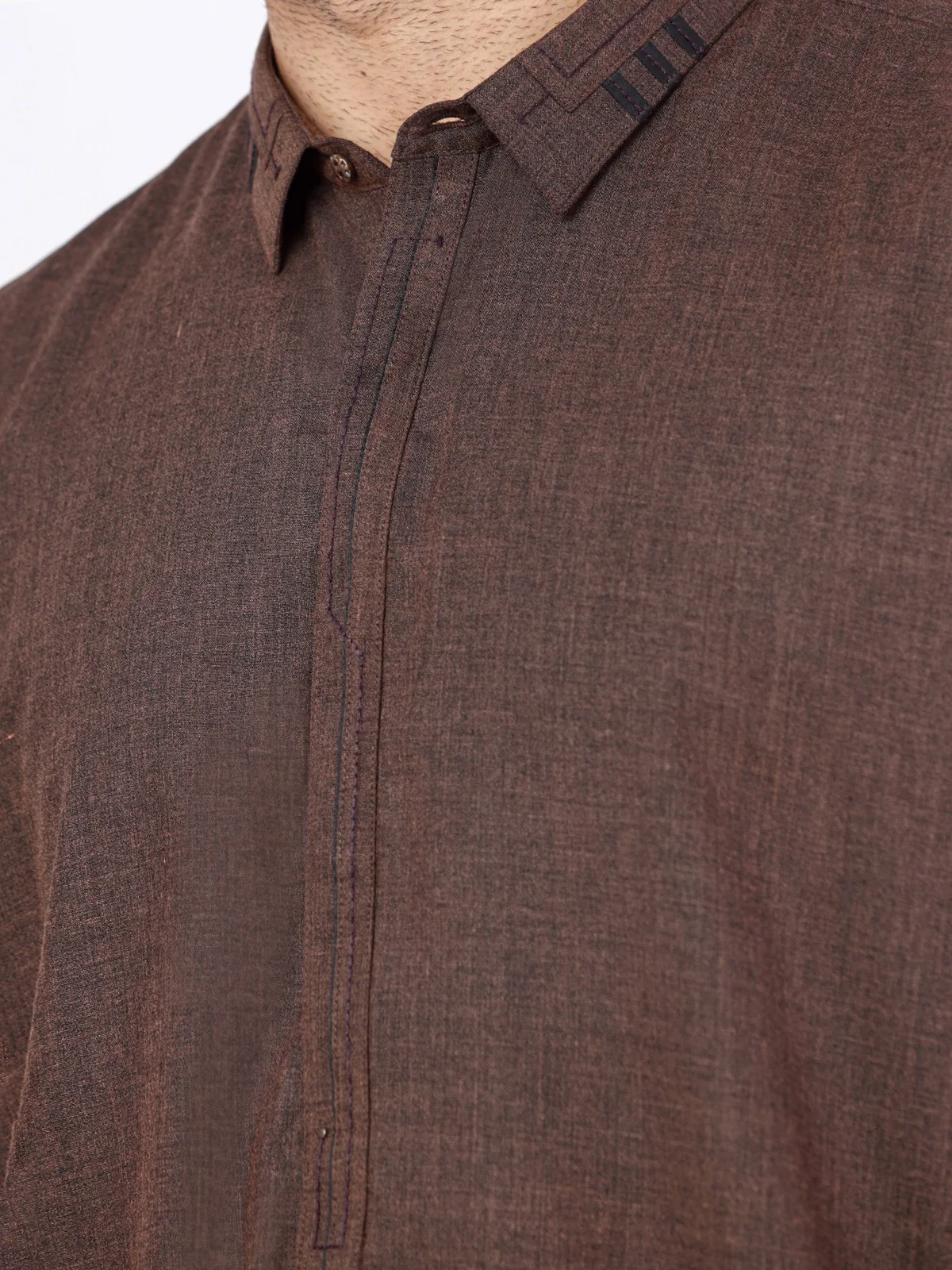 Men's Brown Shalwar Kameez - EMTSW22S-99255 - Image 4