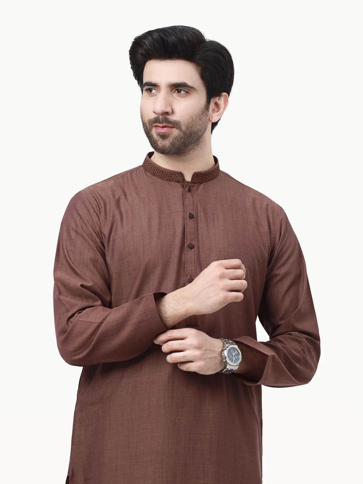 Men's Brown Shalwar Kameez - EMTSW23-99311 - Image 2