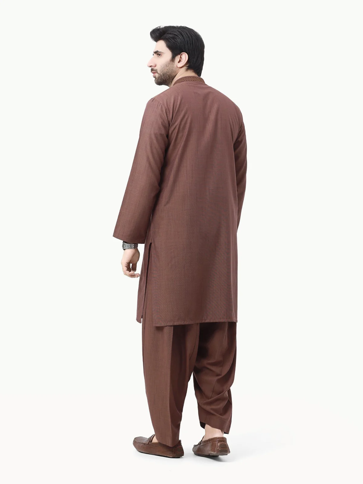Men's Brown Shalwar Kameez - EMTSW23-99311 - Image 5