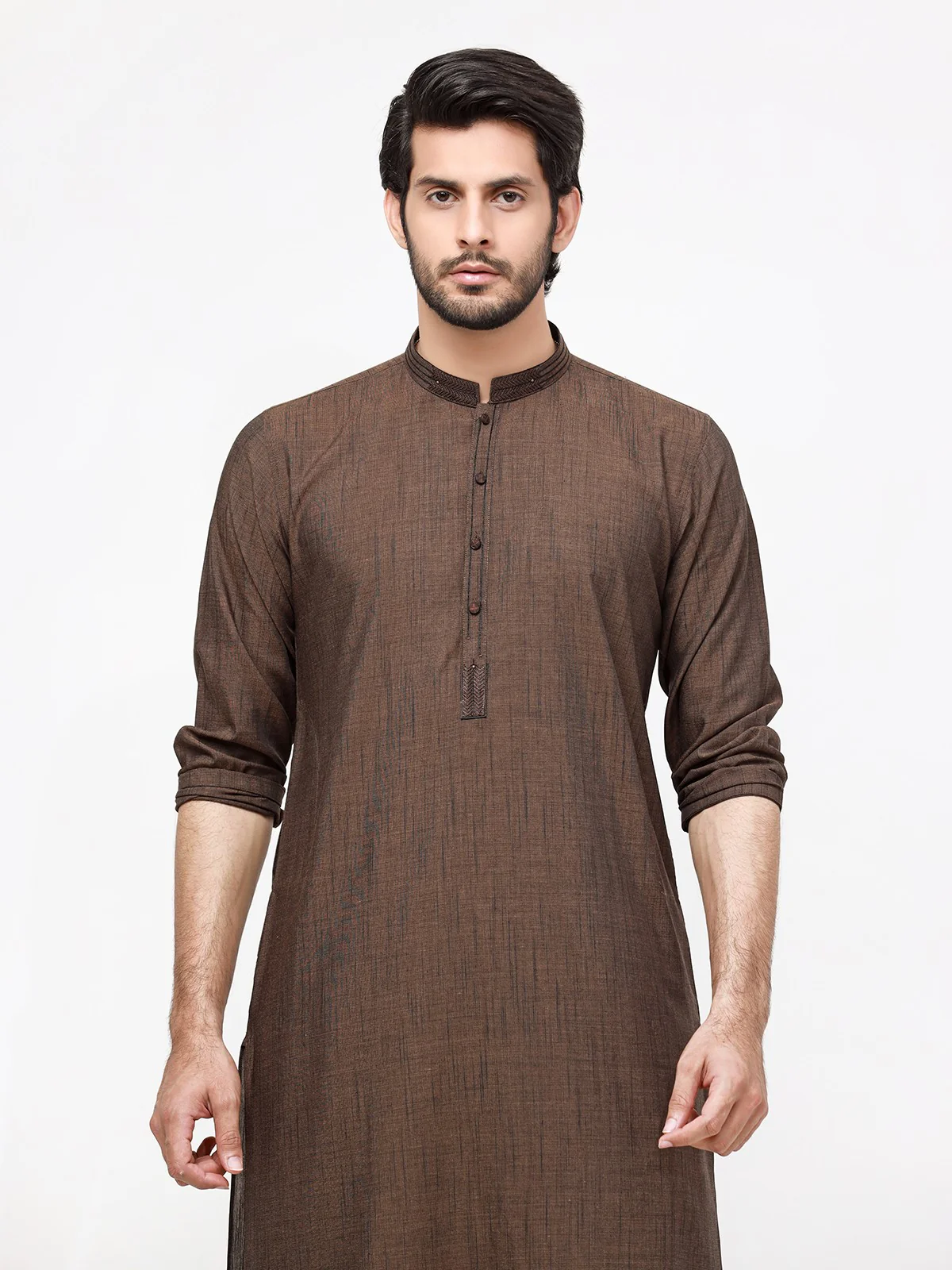 Men's Brown Shalwar Kameez - EMTSW23-99314 - Image 2