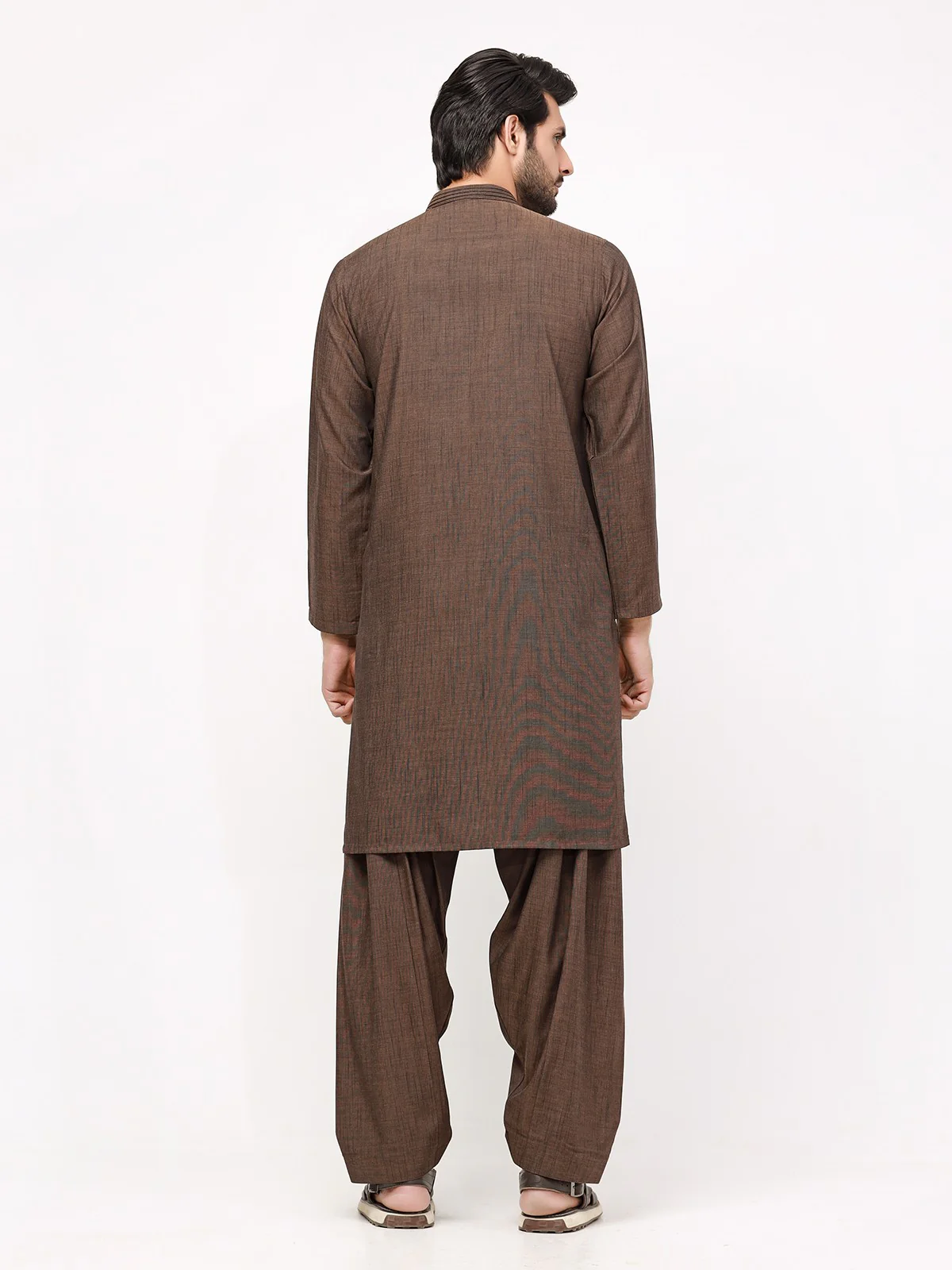 Men's Brown Shalwar Kameez - EMTSW23-99314 - Image 4