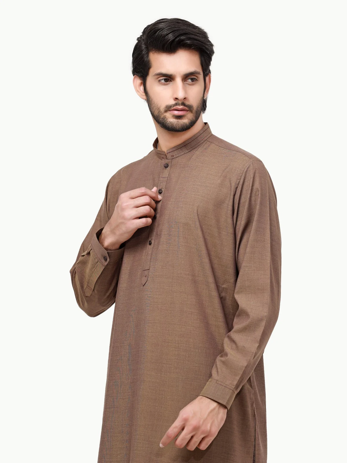 Men's Brown Shalwar Kameez - EMTSW23-99335 - Image 2