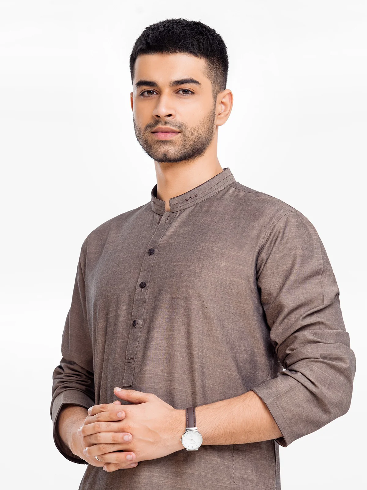 Men's Brown Shalwar Kameez - EMTSW23-99338 - Image 2