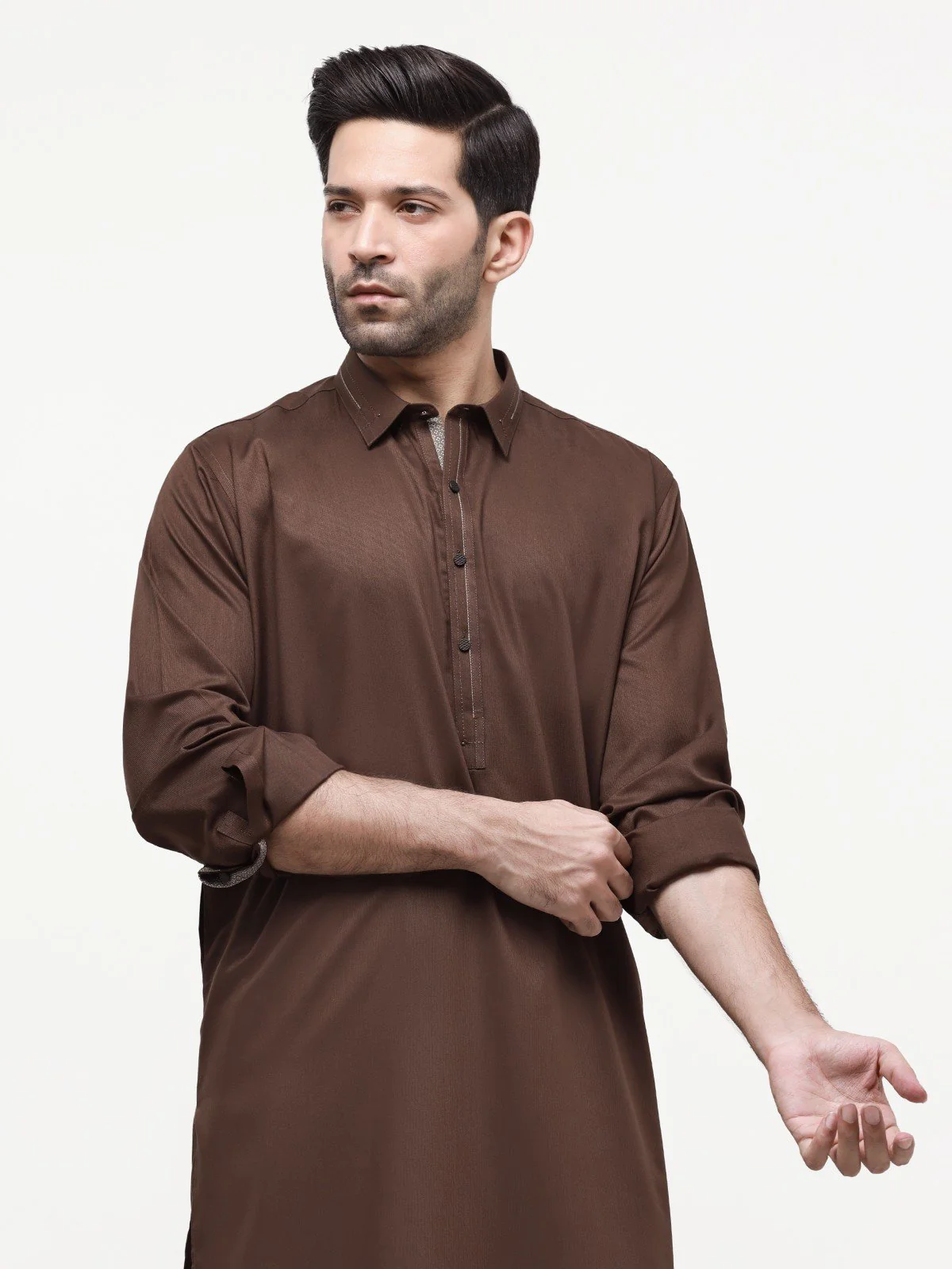 Men's Brown Shalwar Kameez - EMTSW23-99344 - Image 2