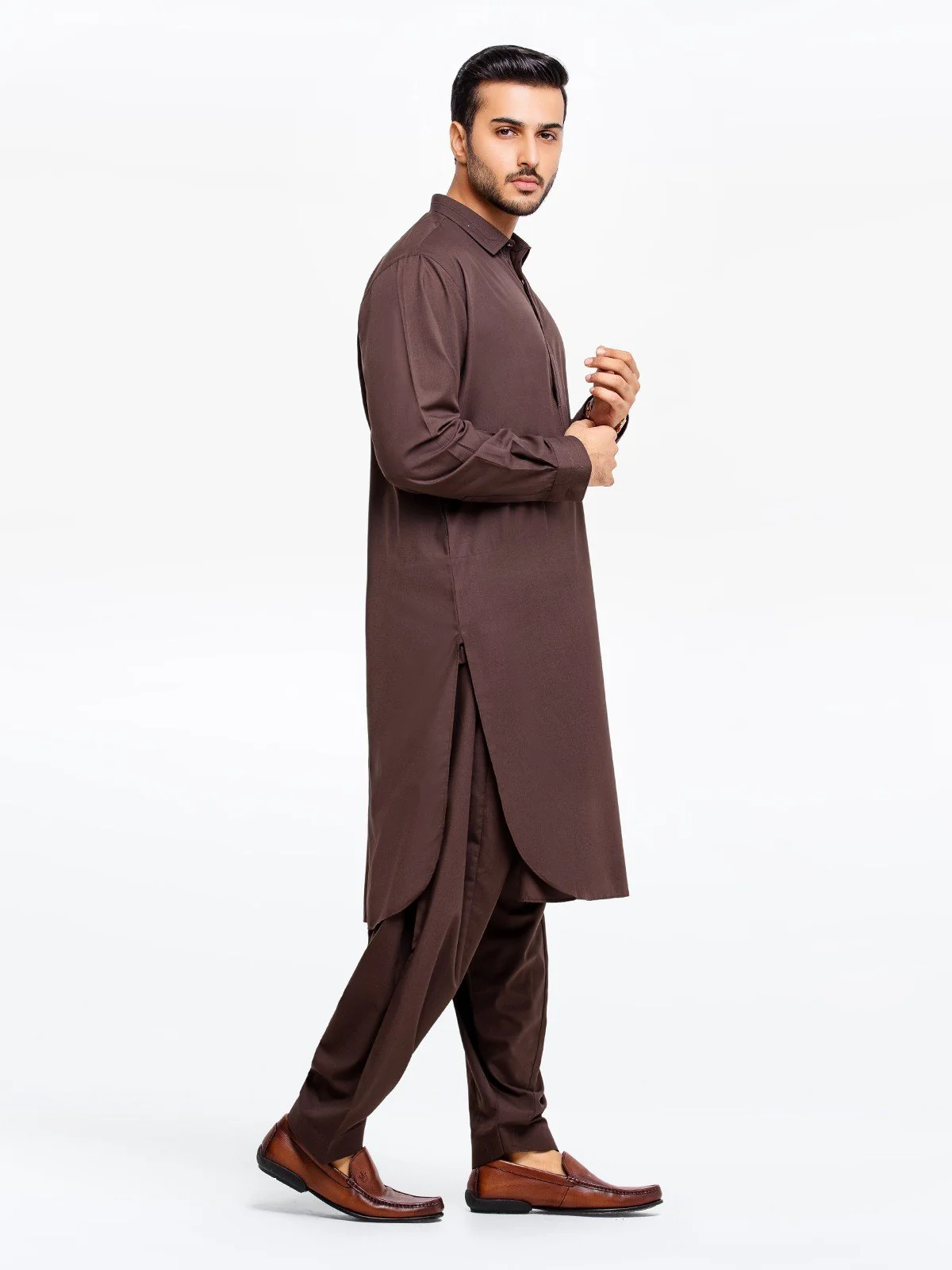 Men's Brown Shalwar Kameez - EMTSW23-99350 - Image 3