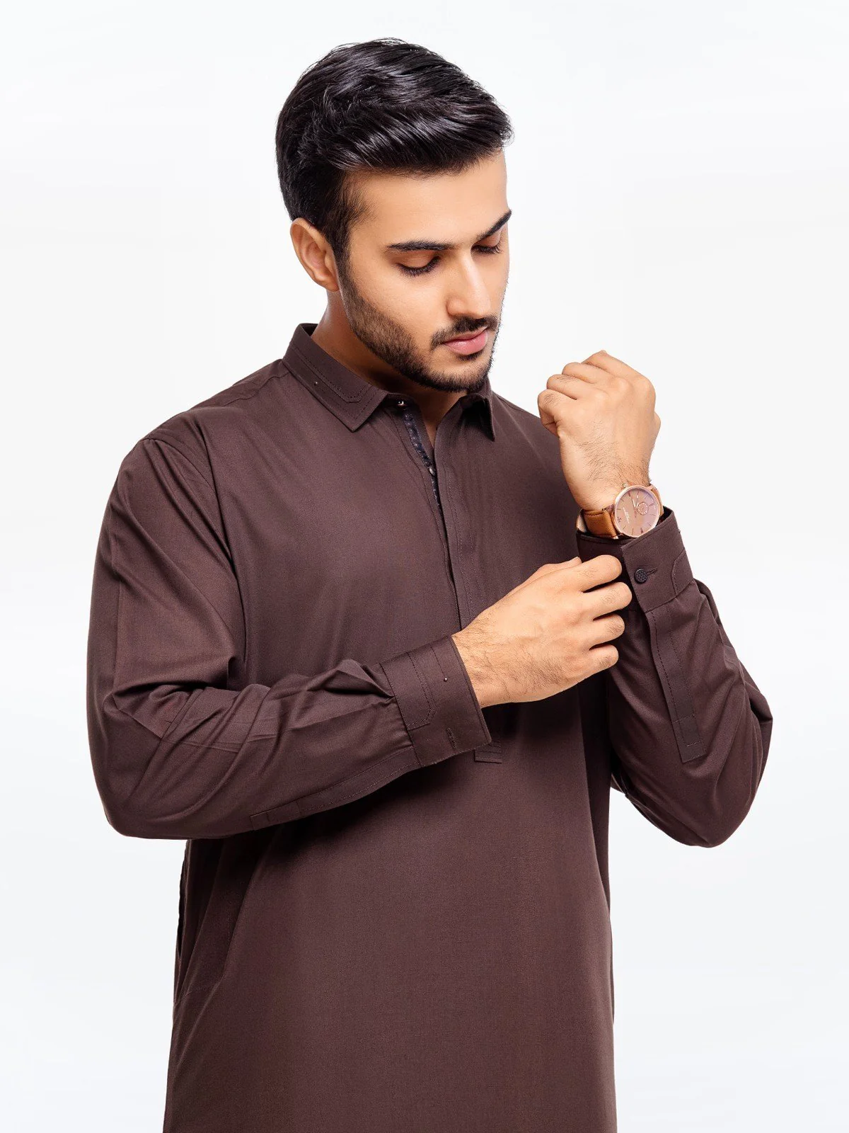 Men's Brown Shalwar Kameez - EMTSW23-99350 - Image 4