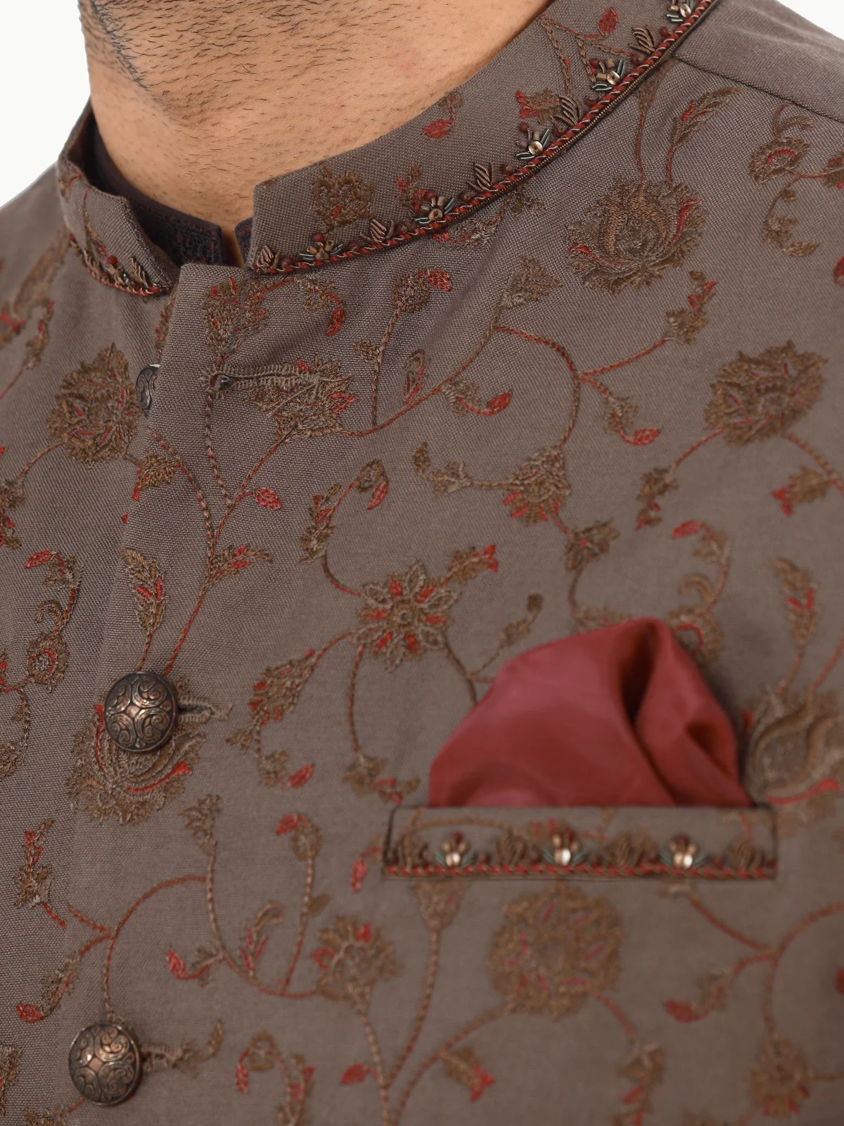 Men's Brown Waist Coat Ceremonial - EMTWCC22-150 - Image 4