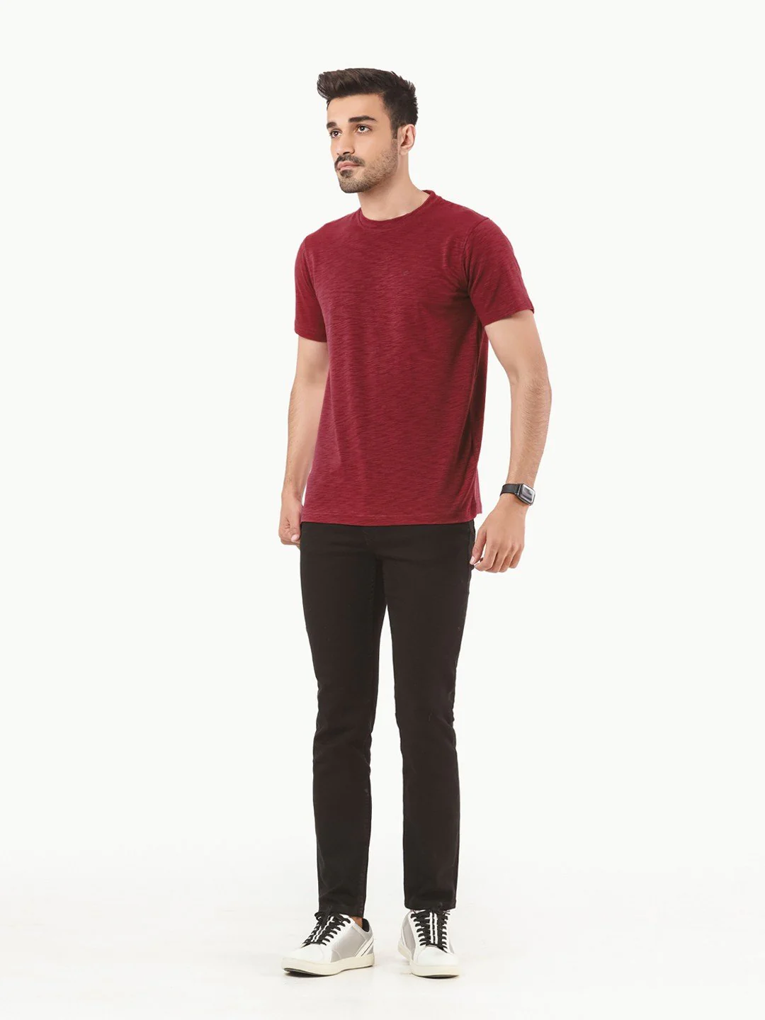 Men's Burgundy Basic Tee - EMTBT22-003 - Image 2