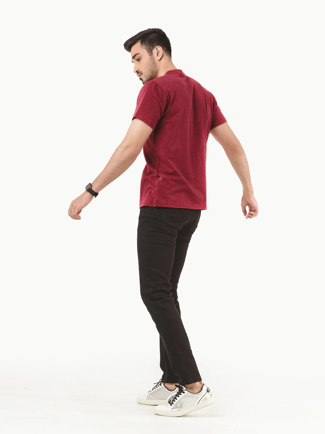 Men's Burgundy Basic Tee - EMTBT22-003 - Image 3