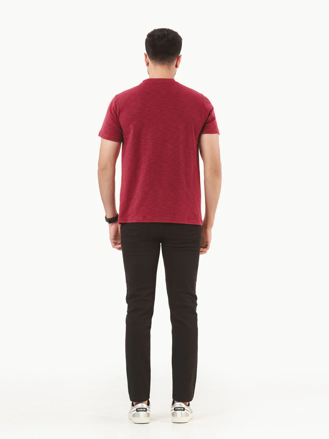 Men's Burgundy Basic Tee - EMTBT22-003 - Image 4
