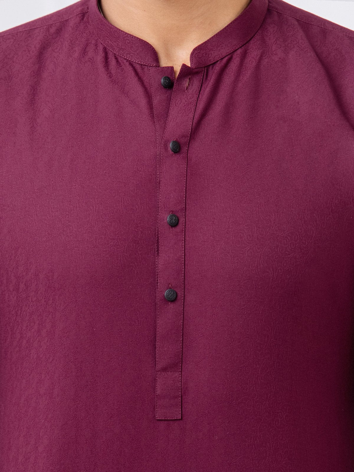 Men's Burgundy Kurta Pajama - EMTKPT23-001 - Image 3