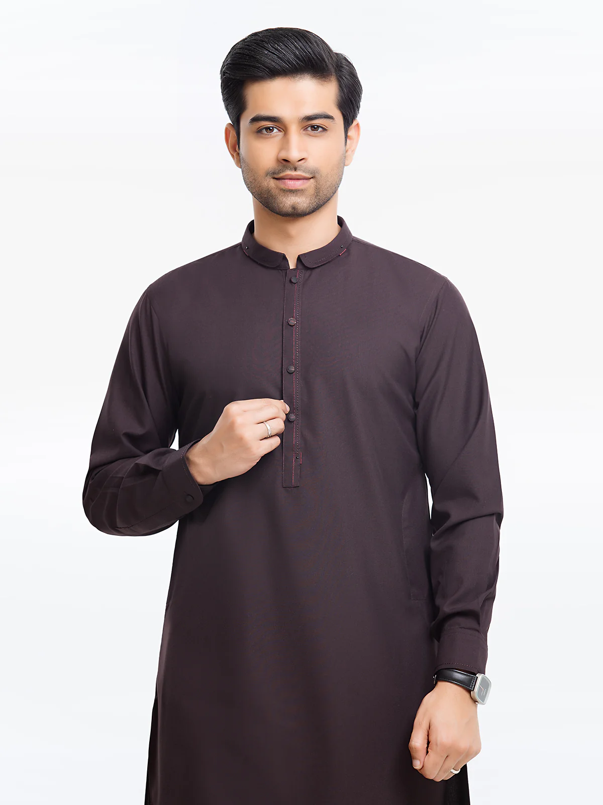Men's Burgundy Kurta Pajama - EMTKPT23-004 - Image 2