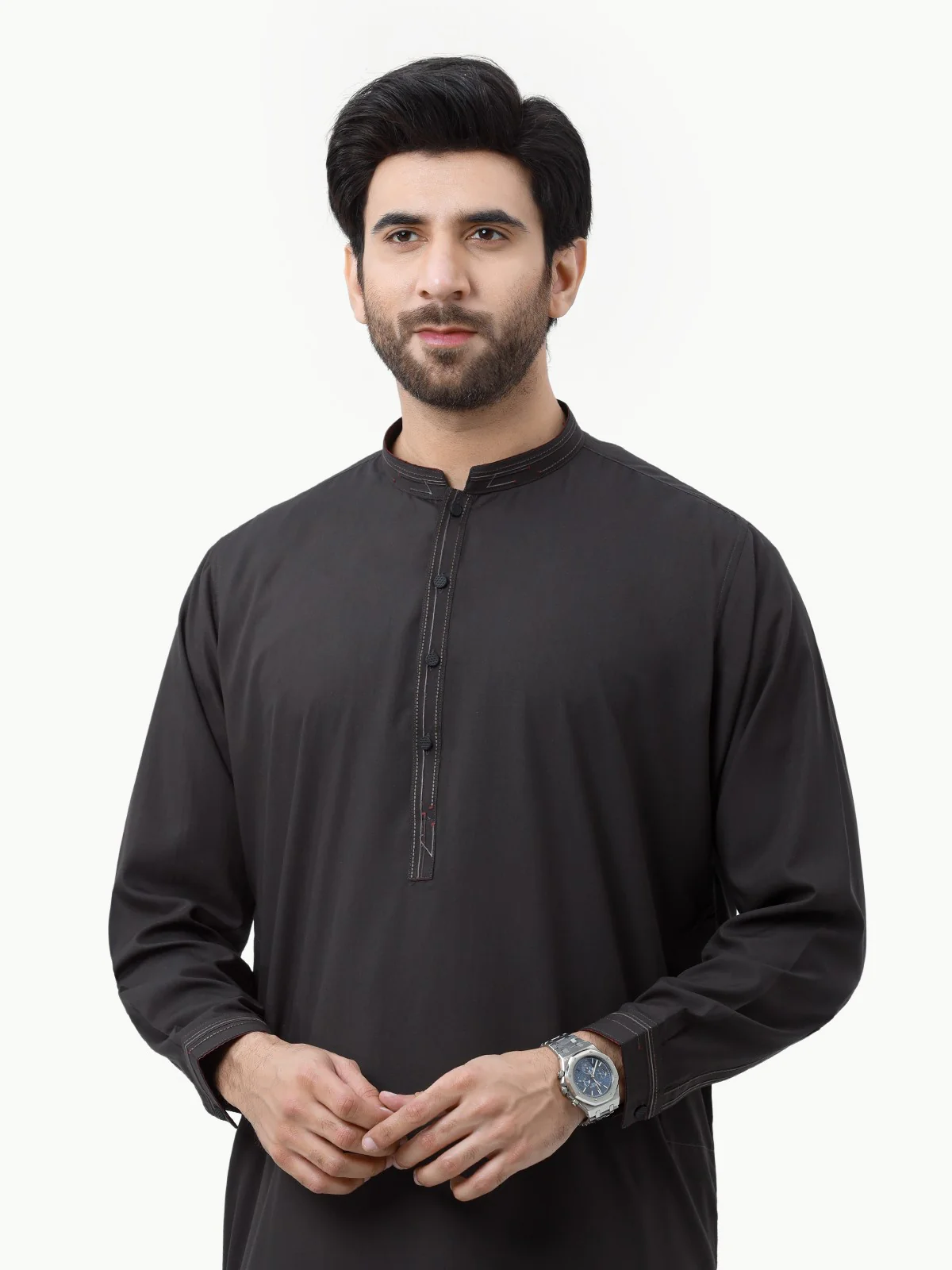 Men's Charcoal Shalwar Kameez - EMTKS22-40971 - Image 2