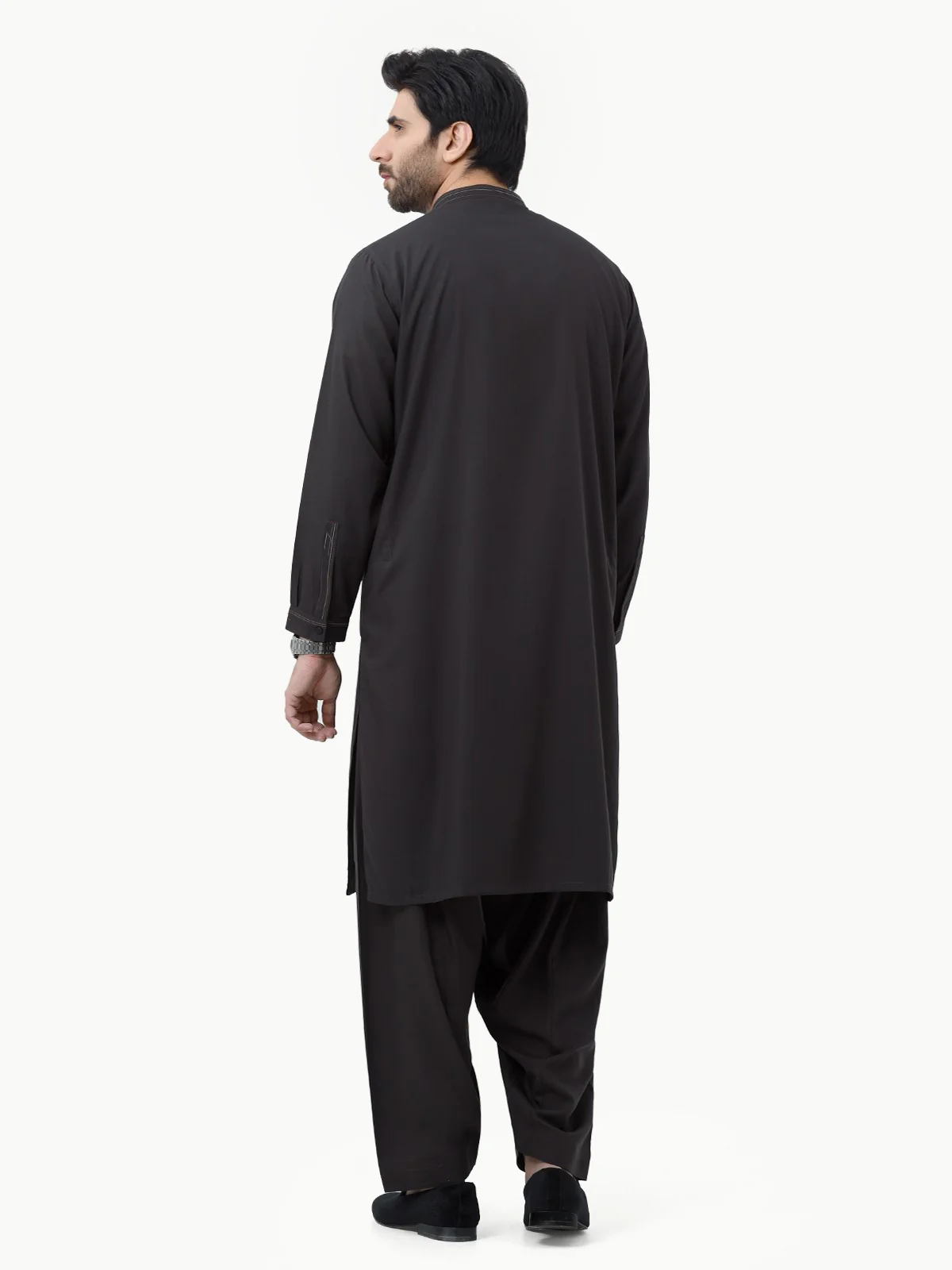 Men's Charcoal Shalwar Kameez - EMTKS22-40971 - Image 5