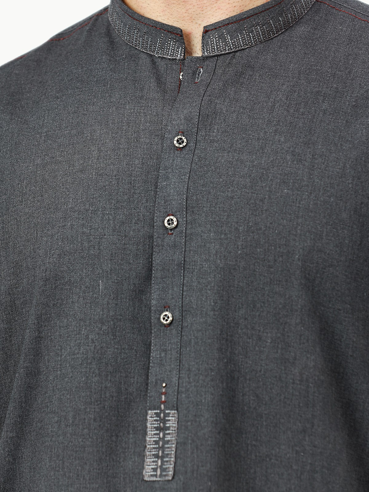 Men's Charcoal Shalwar Kameez - EMTKS22S-40980 - Image 3