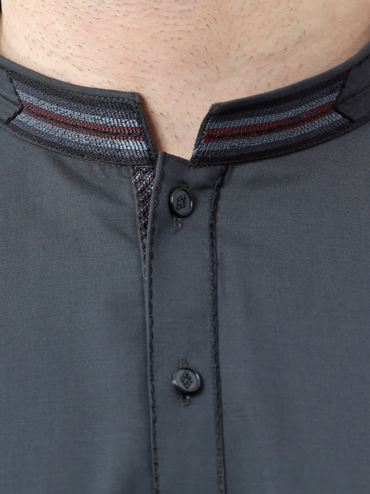 Men's Charcoal Shalwar Kameez - EMTKS23-40992 - Image 4