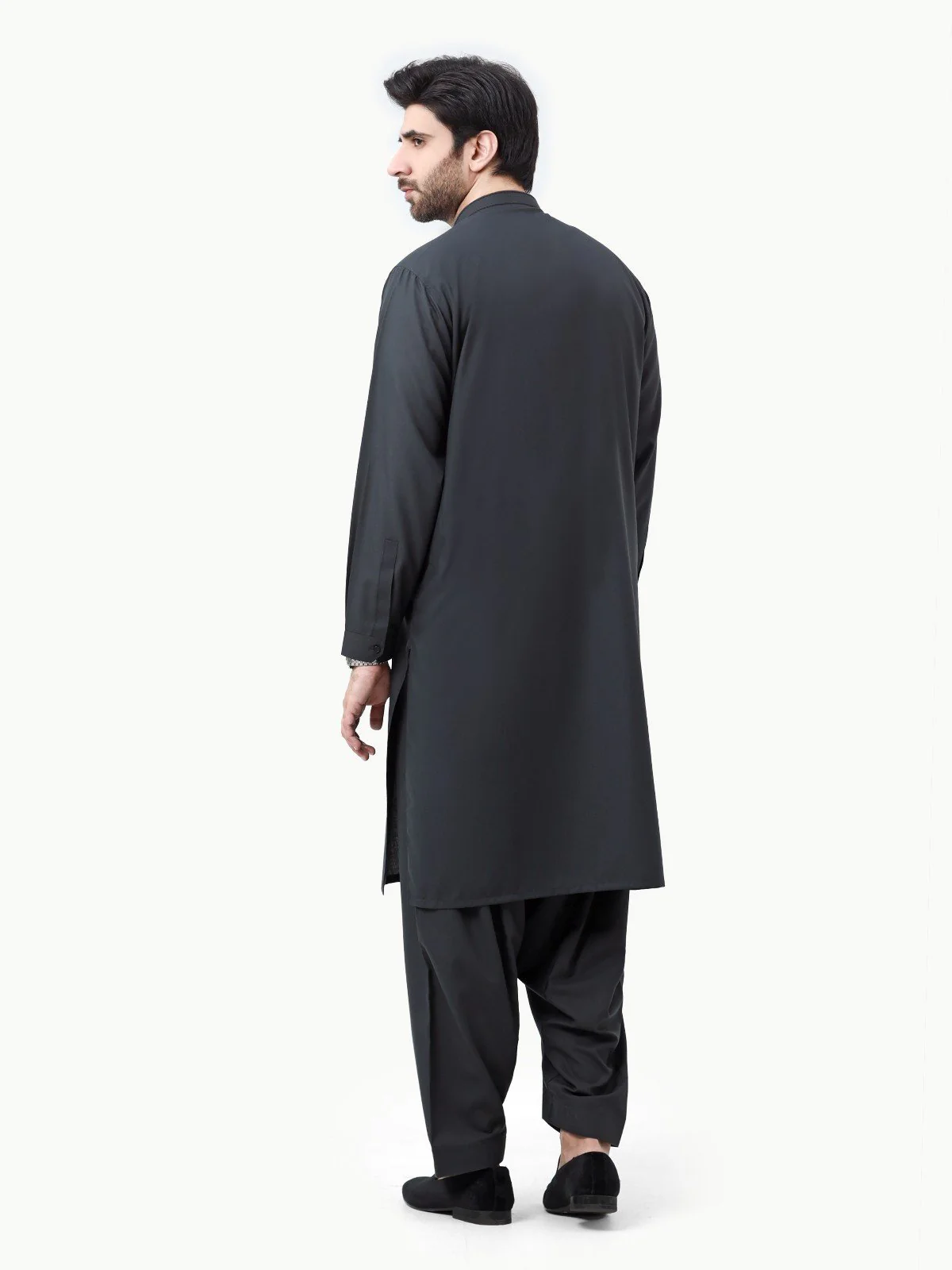 Men's Charcoal Shalwar Kameez - EMTKS23-40992 - Image 5