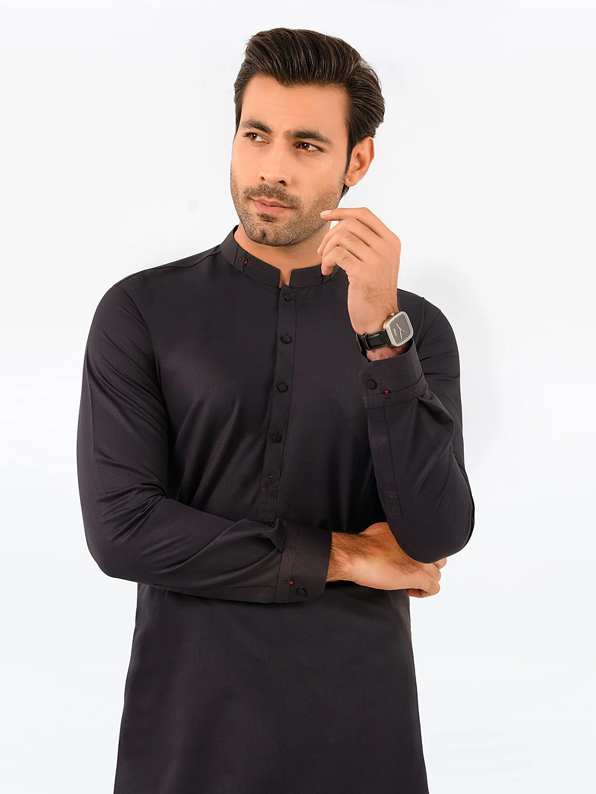 Men's Charcoal Shalwar Kameez - EMTKS23-41069 - Image 2