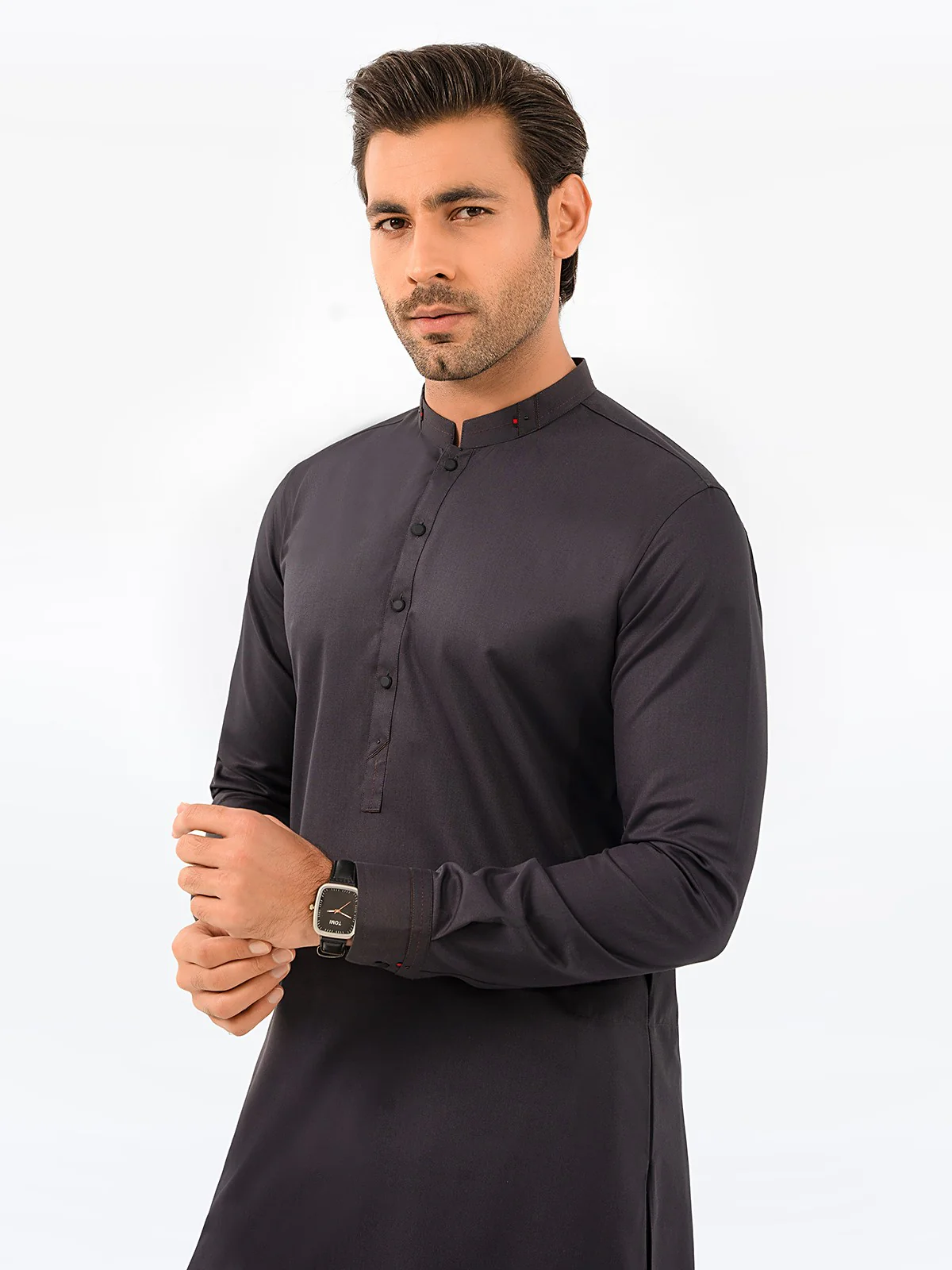 Men's Charcoal Shalwar Kameez - EMTKS23-41069 - Image 3